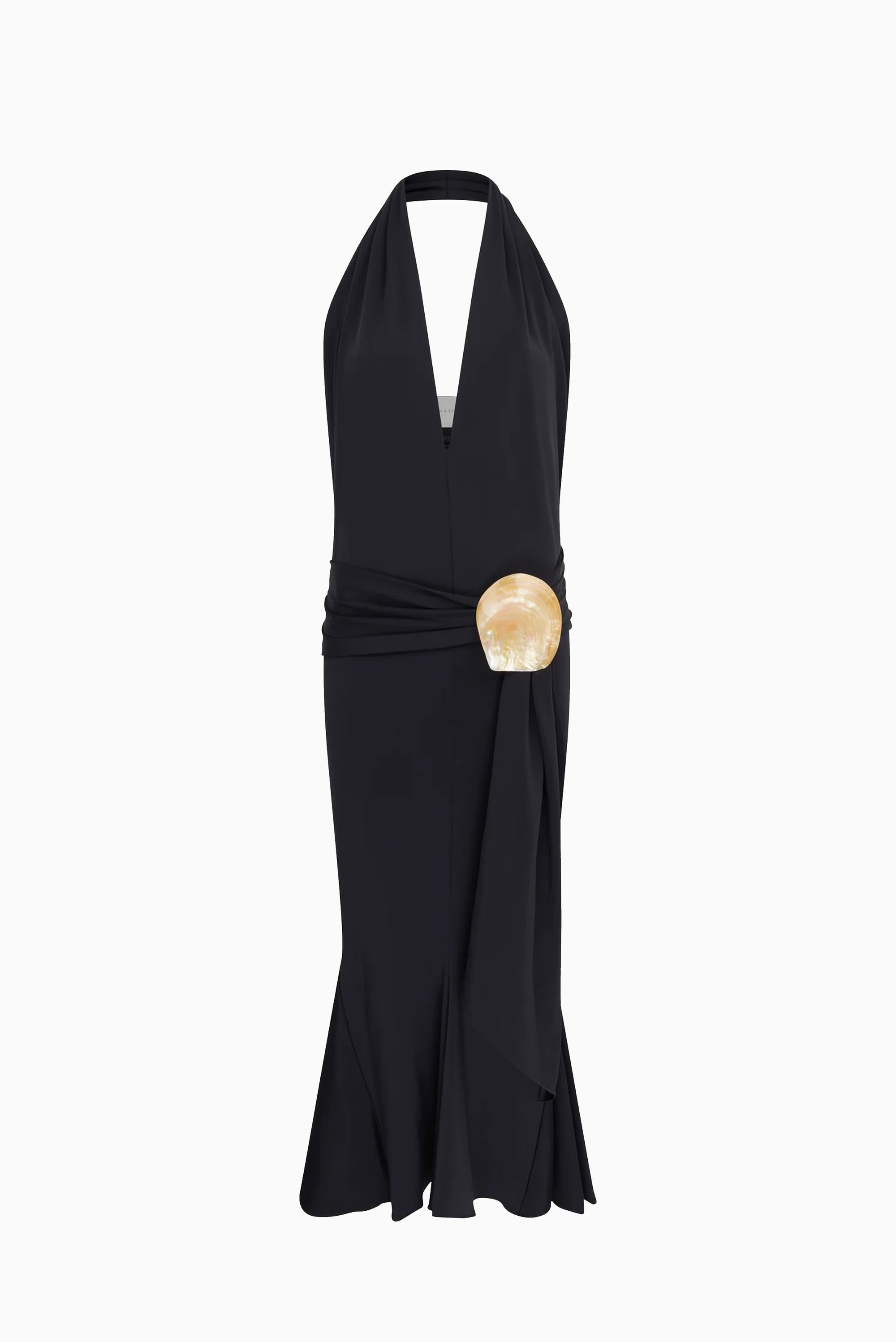 Halterneck Maxi Shell Dress - Black