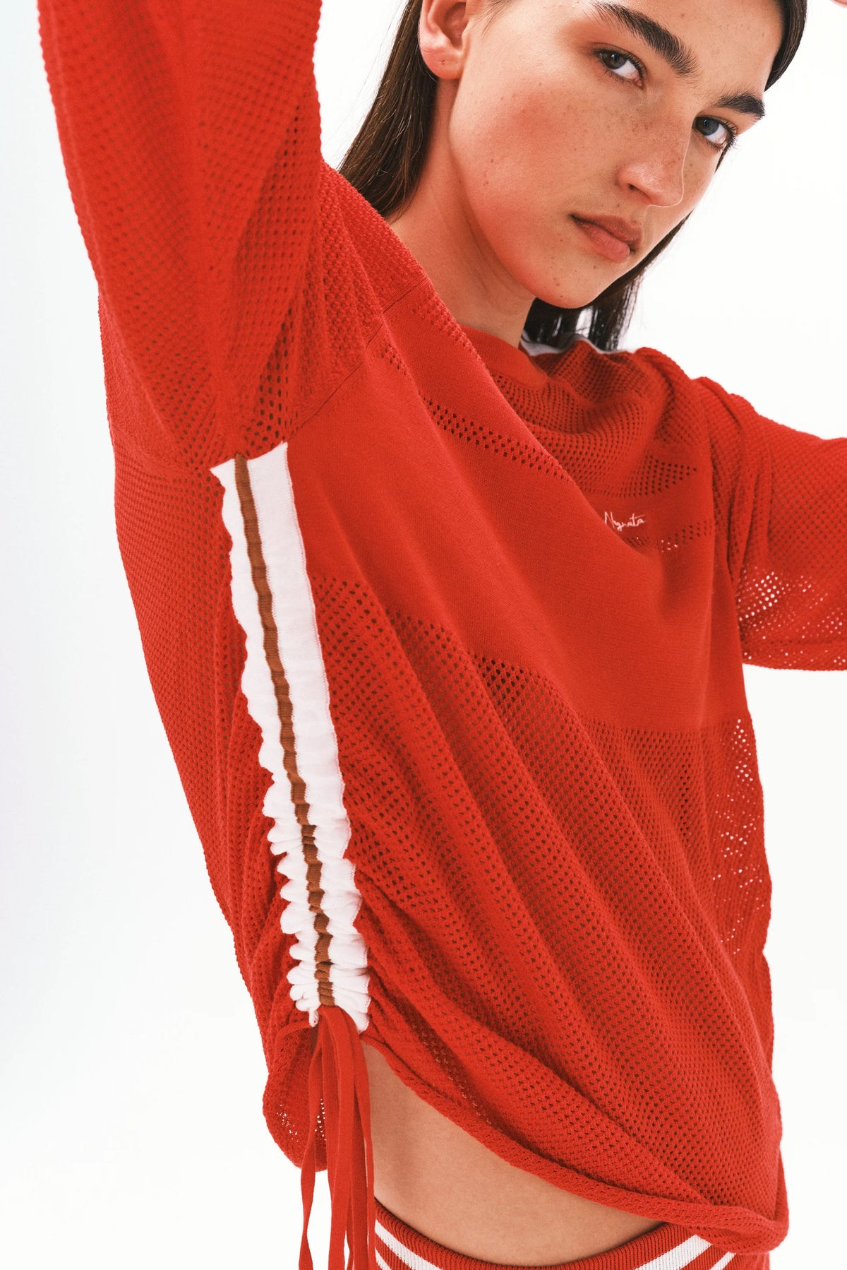 Downtown Mesh Jersey - Poppy
