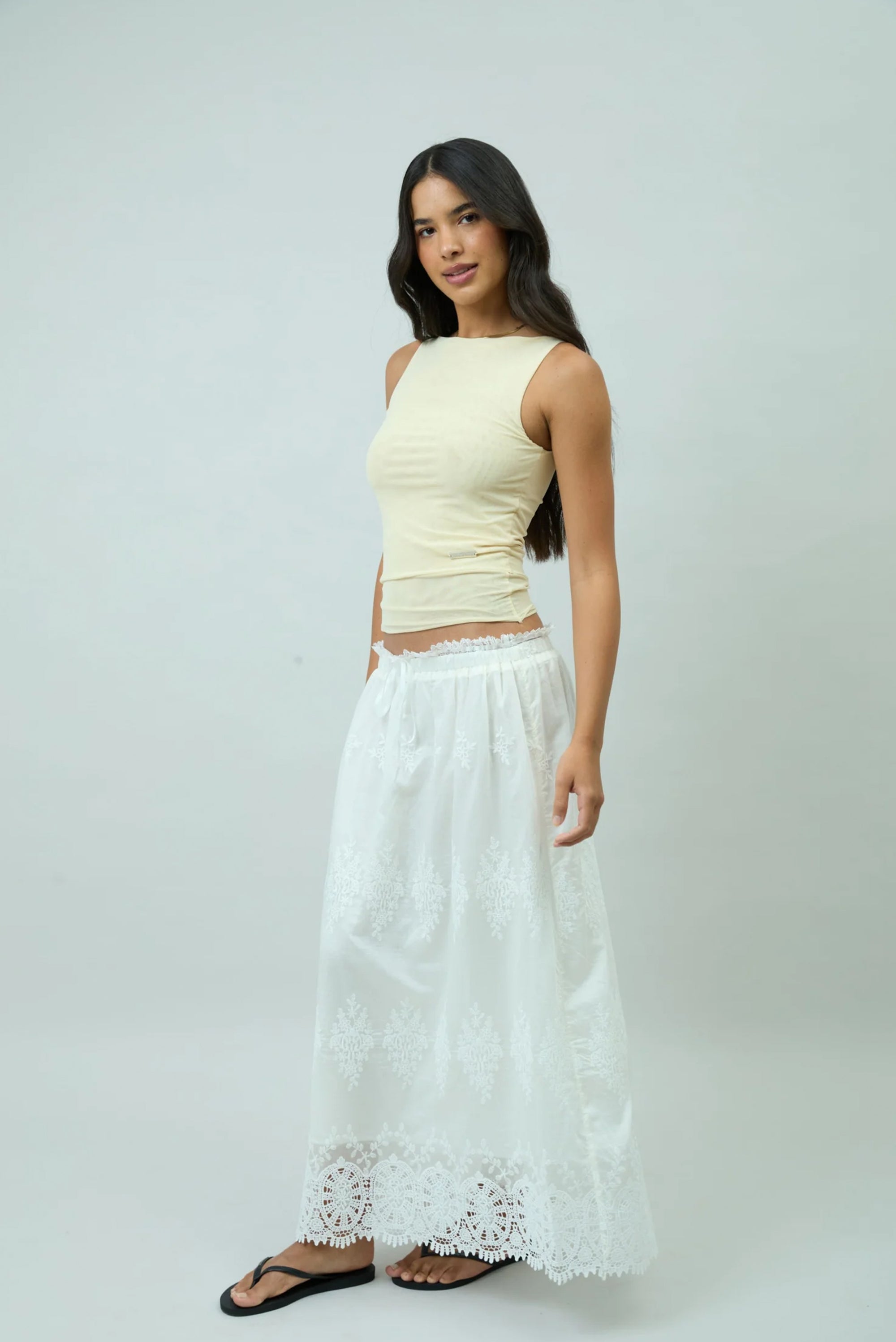 Double Layer Sleeveless Mesh Top - Butter