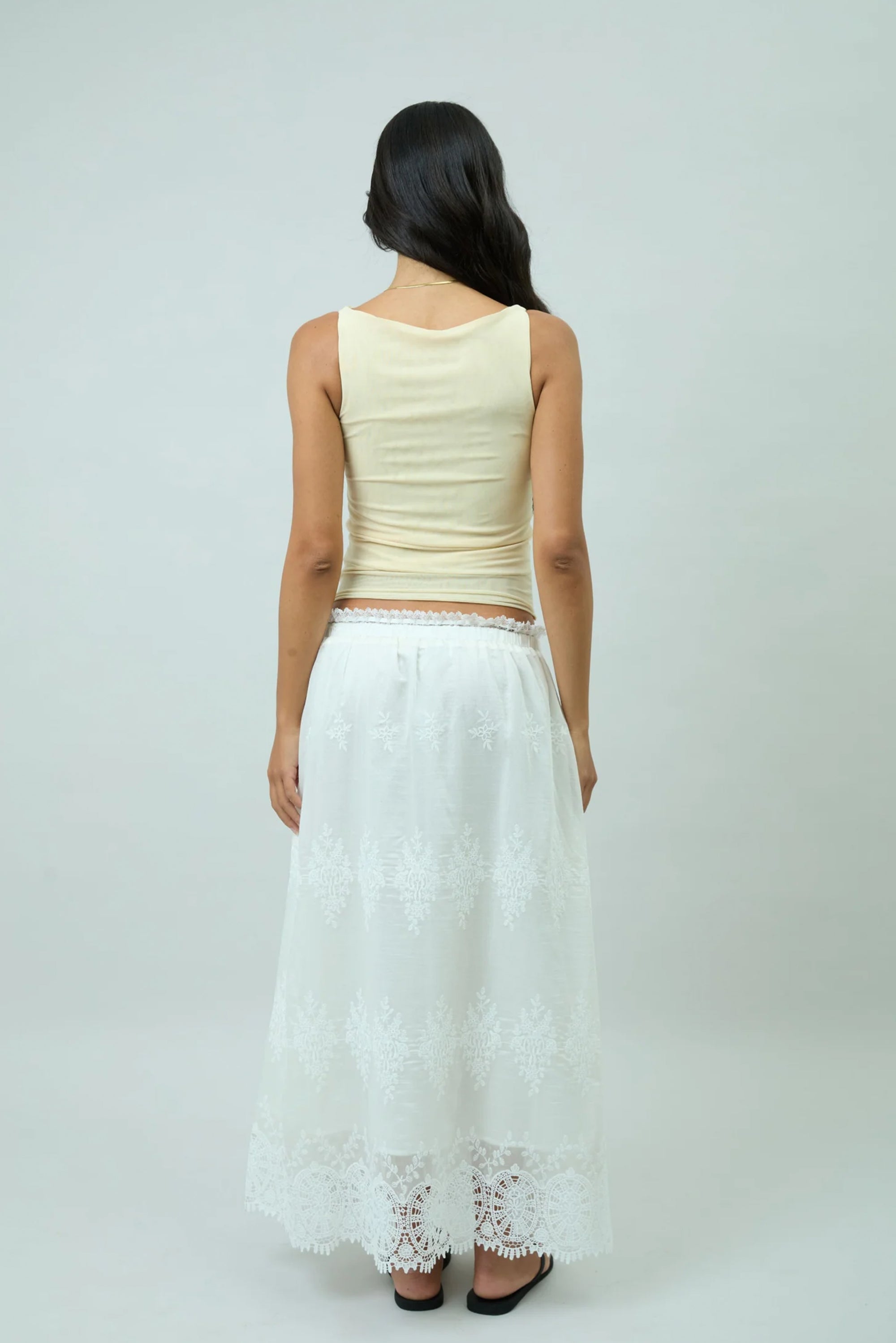 Double Layer Sleeveless Mesh Top - Butter
