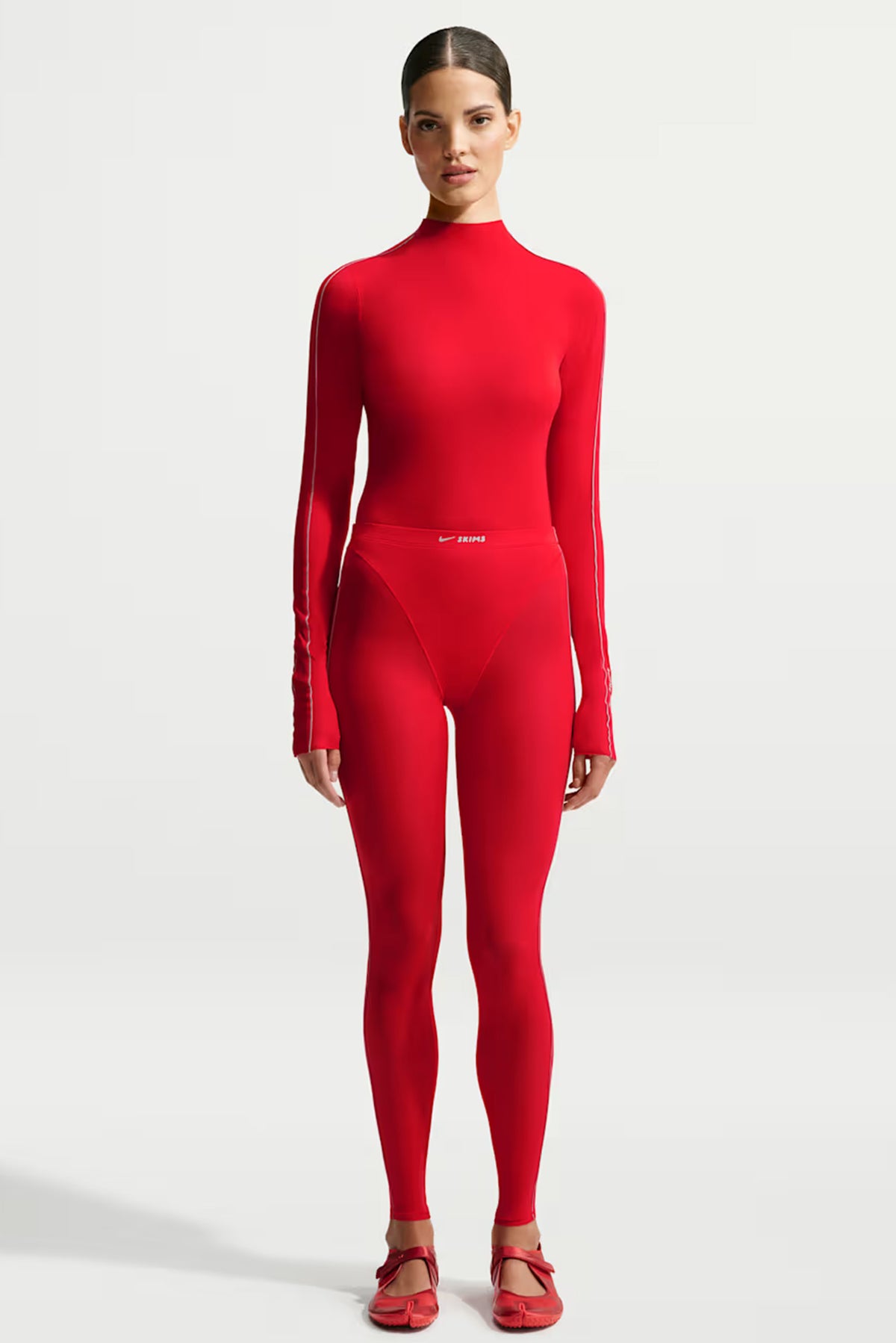 NikeSKIMS Weightless Mock Long Sleeve Top - University Red