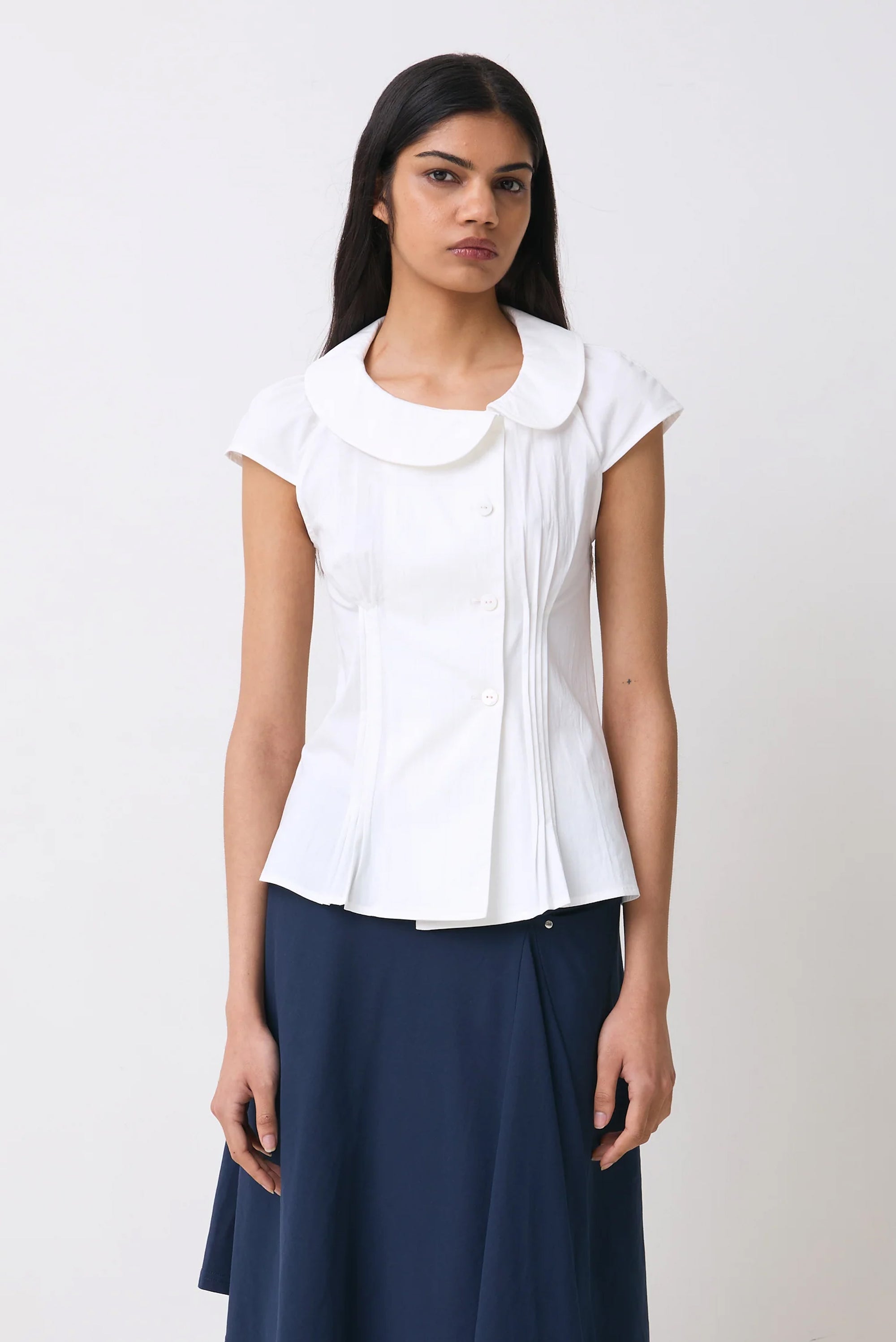 Missy Asymmetric Blouse - Porcelain