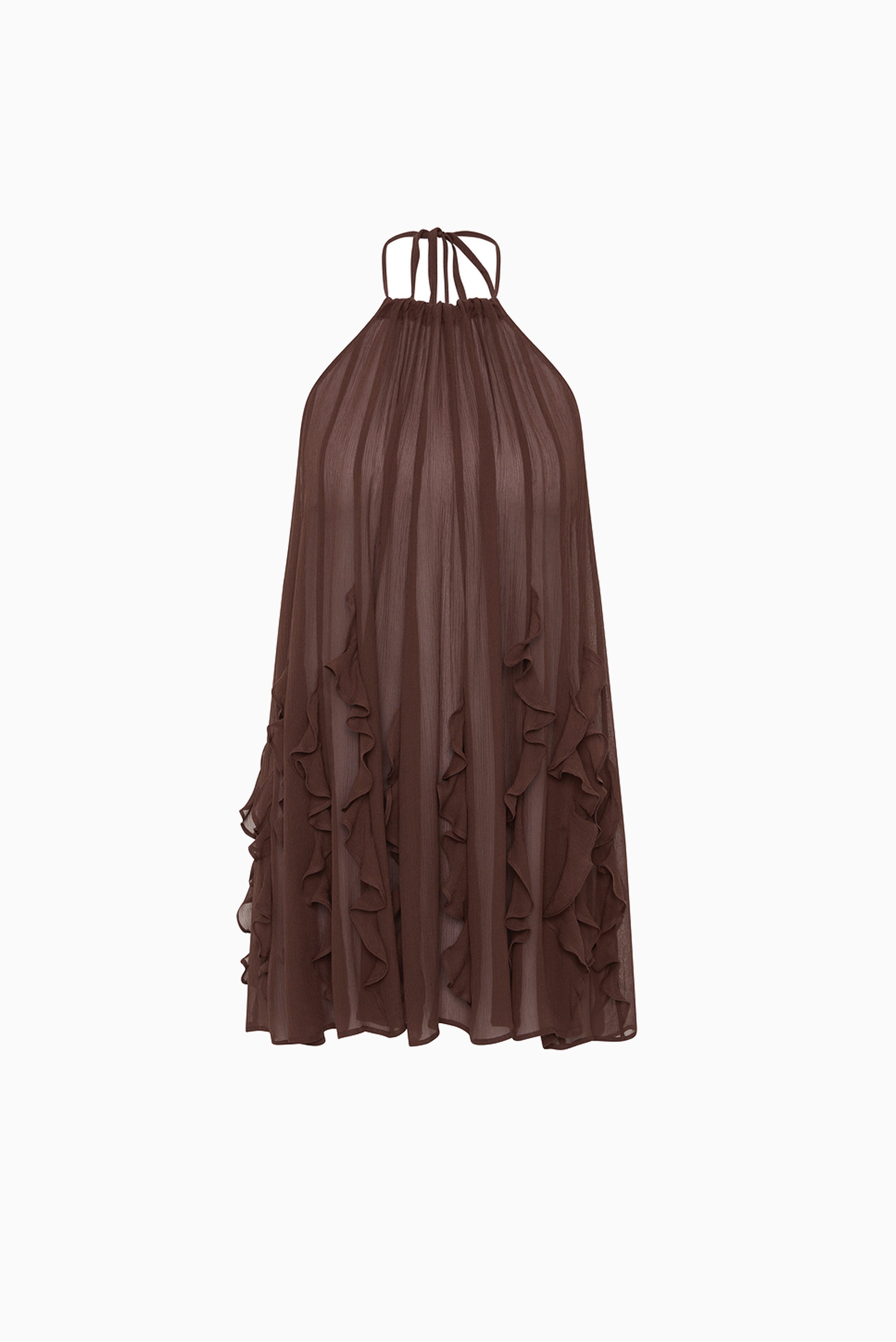 MAGGIE MARILYN Jellyfish Ruffle Mini Dress - Chocolate