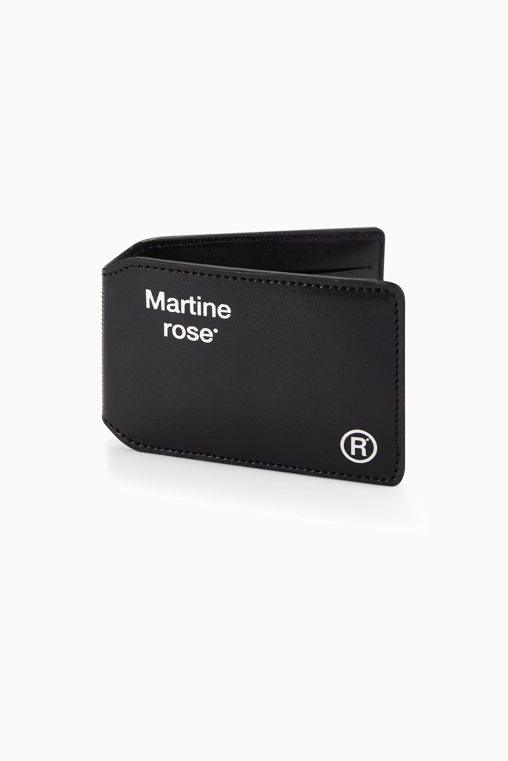 MARTINE ROSE Logo-Foil Embossed Leather Card Holder - Black