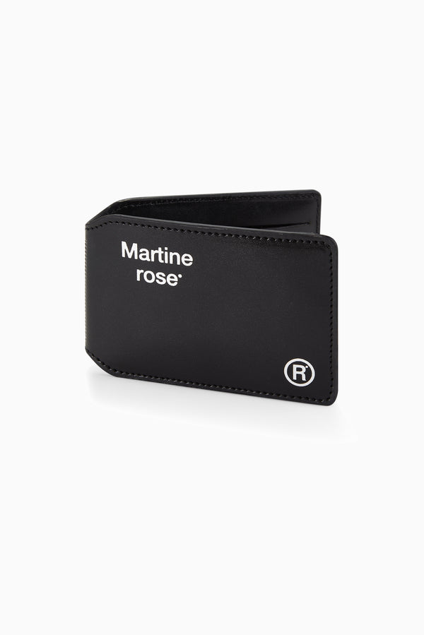 MARTINE ROSE Logo-Foil Embossed Leather Card Holder - Black