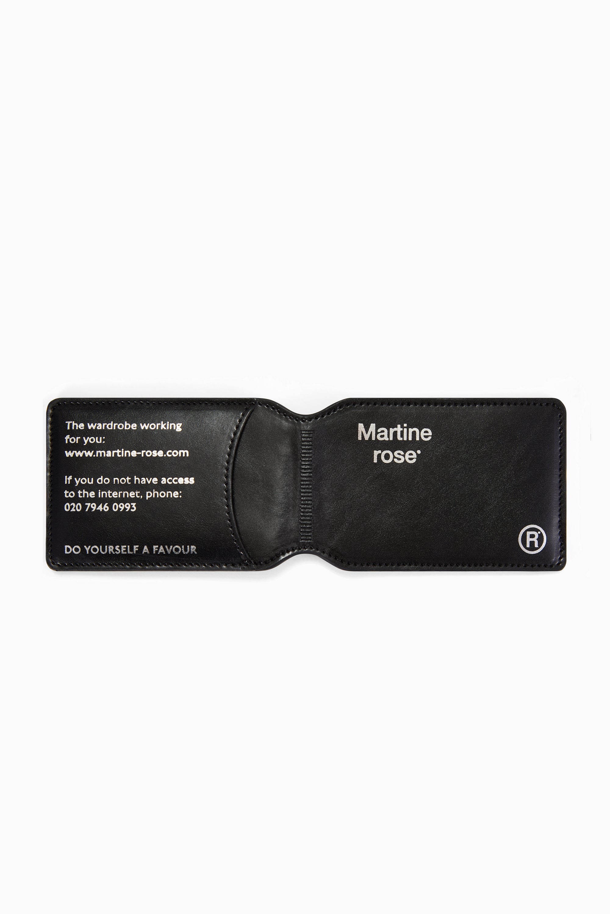 MARTINE ROSE Logo-Foil Embossed Leather Card Holder - Black