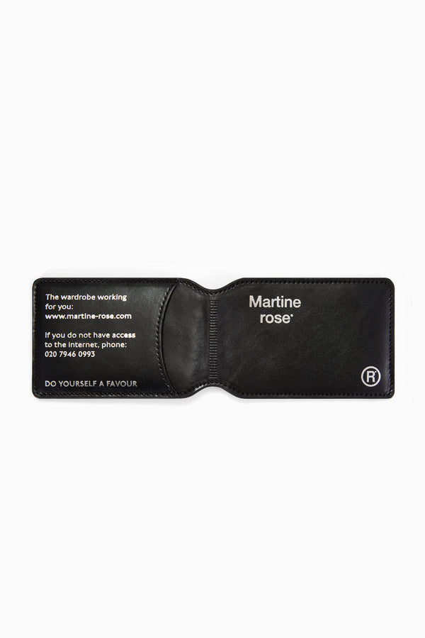 MARTINE ROSE Logo-Foil Embossed Leather Card Holder - Black