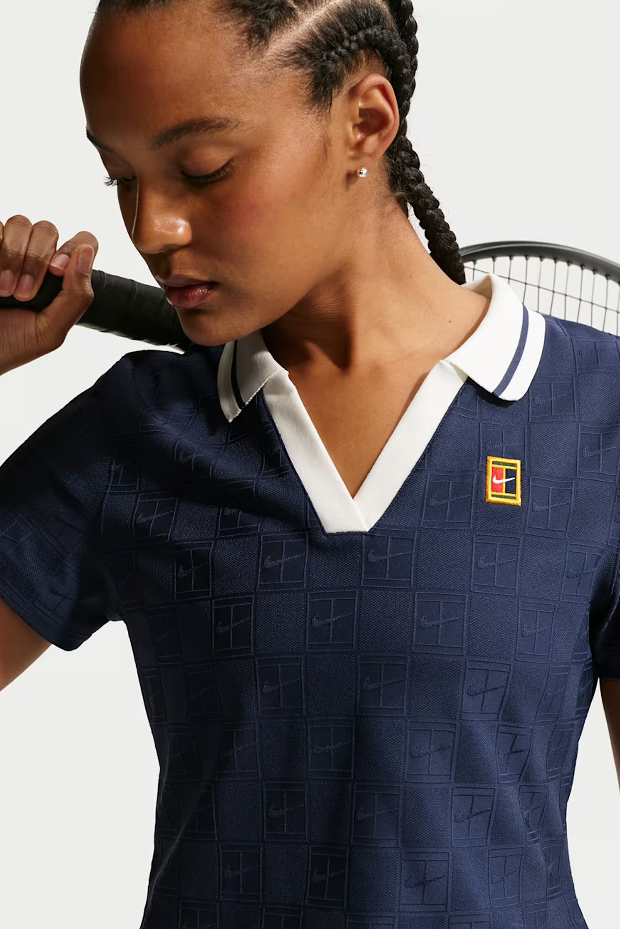 Women's Dri-FIT Cropped Tennis Polo - Midnight Navy