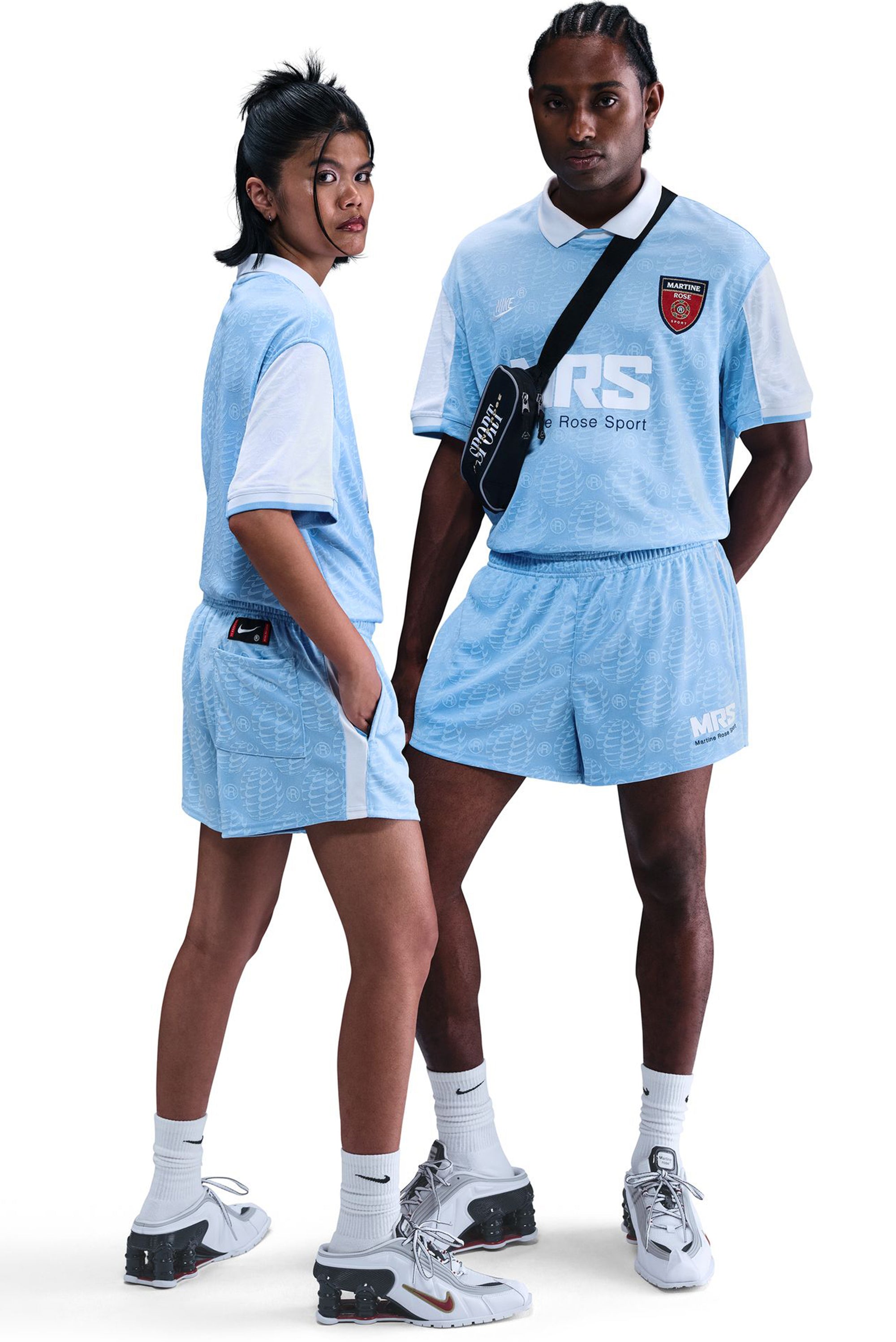 NIKE x MARTINE ROSE SPORT Men's Football Shorts - Psychic Blue/White