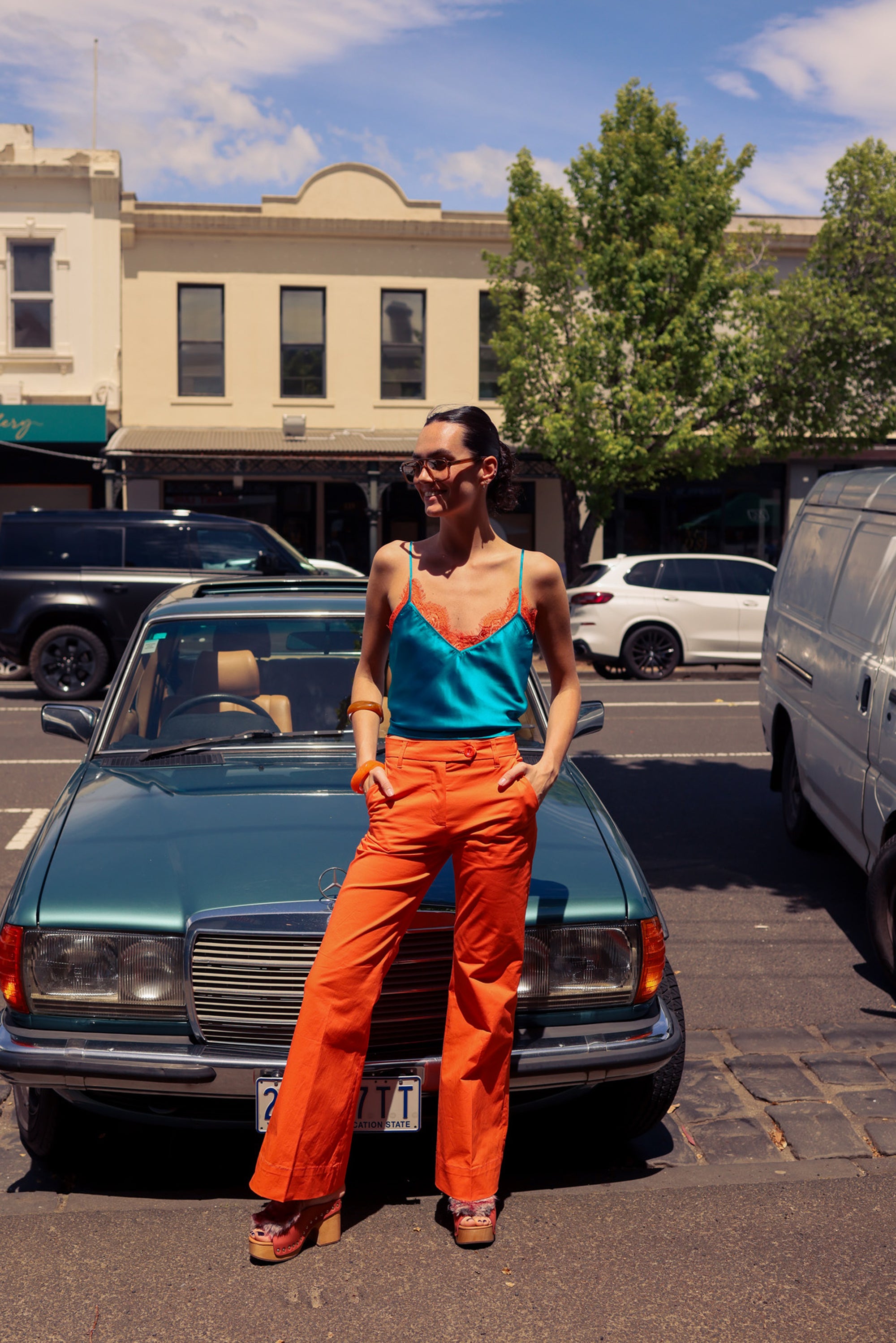 ON PARKS Suki Bootleg Pant - Blood Orange