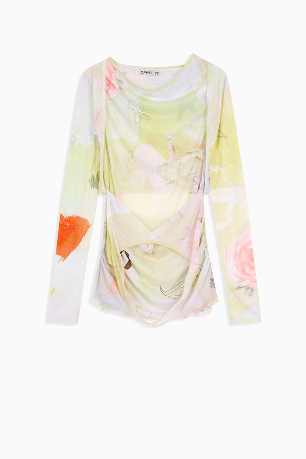 OPEN YY Graphic Convertible Bolero Top - Yellow