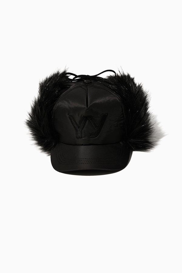 OPEN YY Faux Fur Earflap Cap - Black