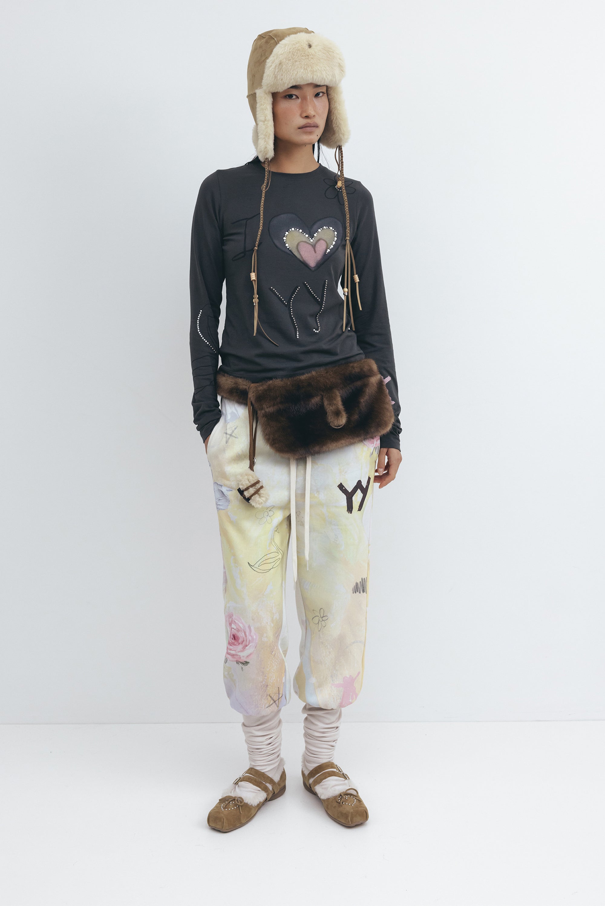OPEN YY Furry Pocket Belt Bag - Brown
