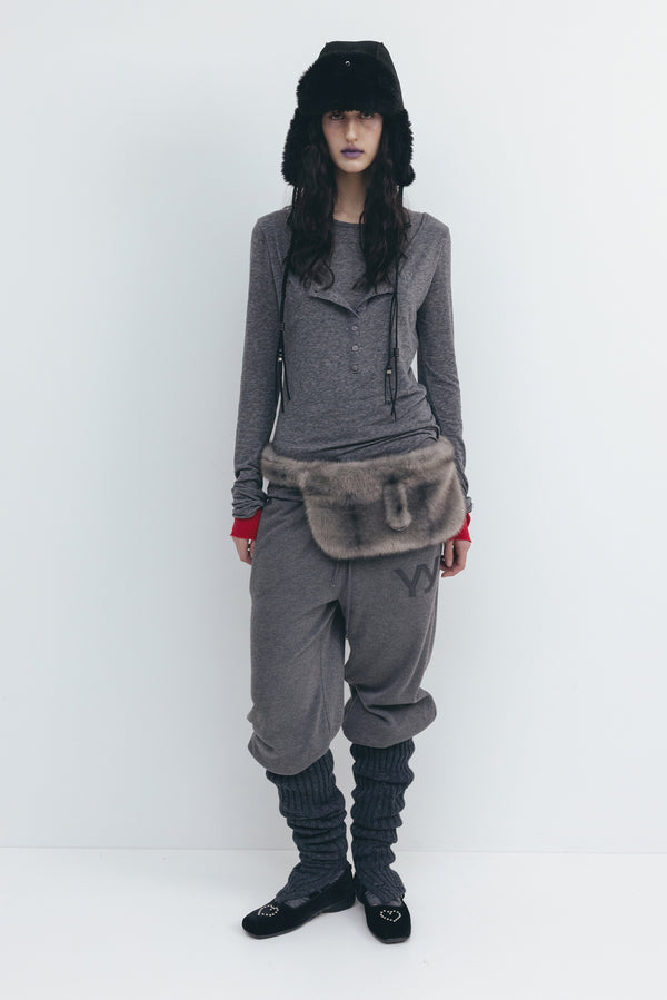 OPEN YY Furry Pocket Belt Bag - Grey