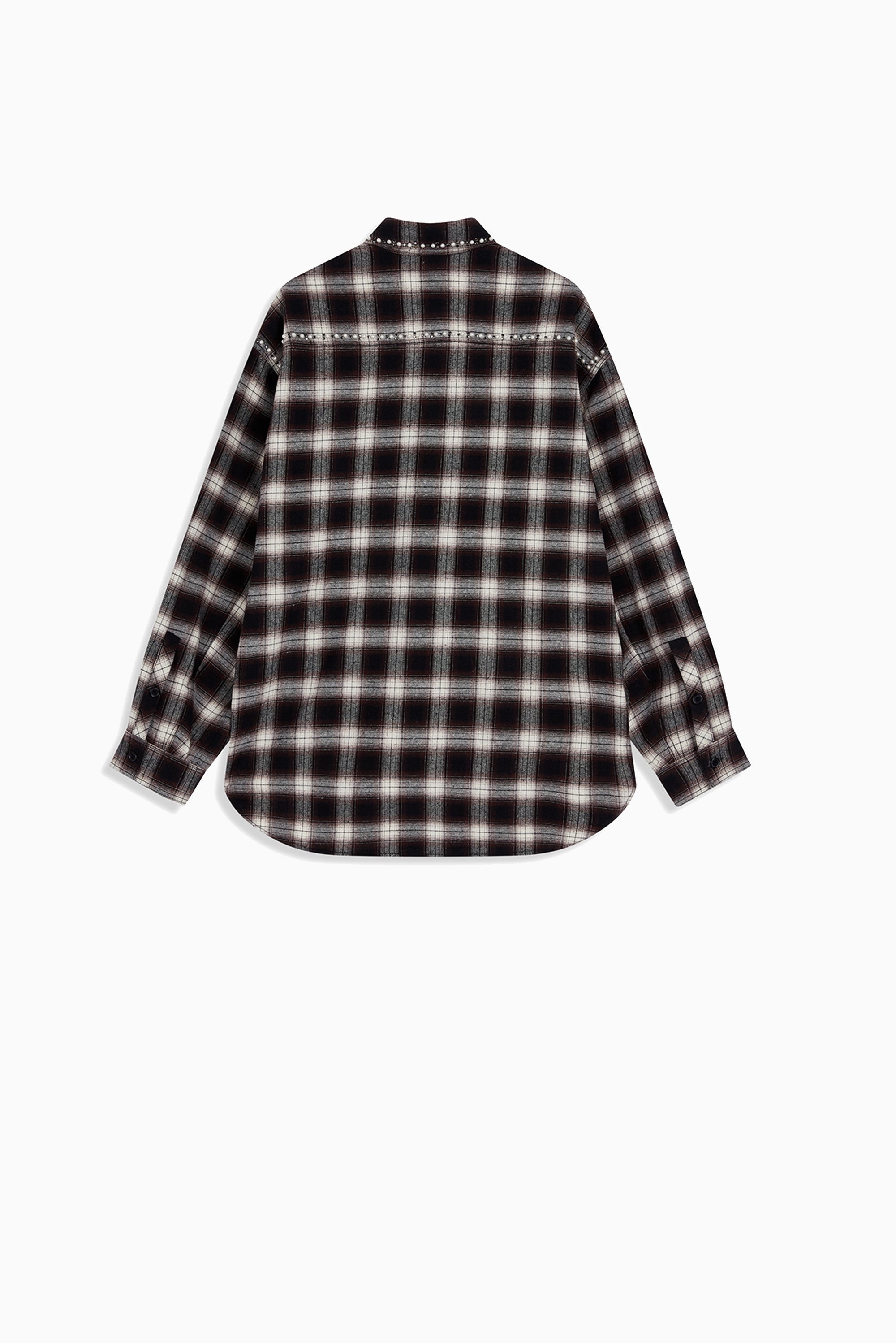 OPEN YY Beaded Pocket  Shirt - Brown