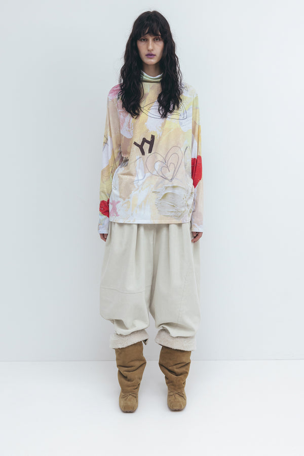 OPEN YY Graphic Slouch Turtleneck Tee - Yellow