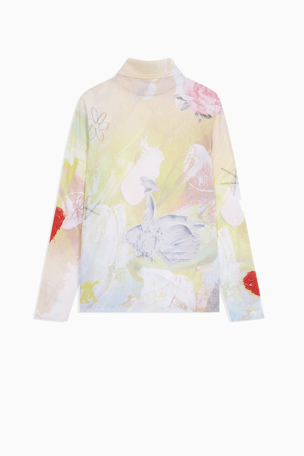 OPEN YY Graphic Slouch Turtleneck Tee - Yellow