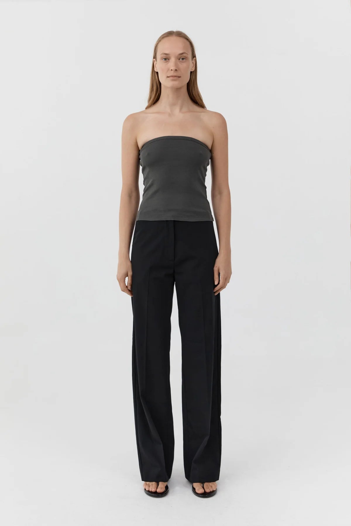 Organic Cotton 90s Strapless Top - Dark Moss
