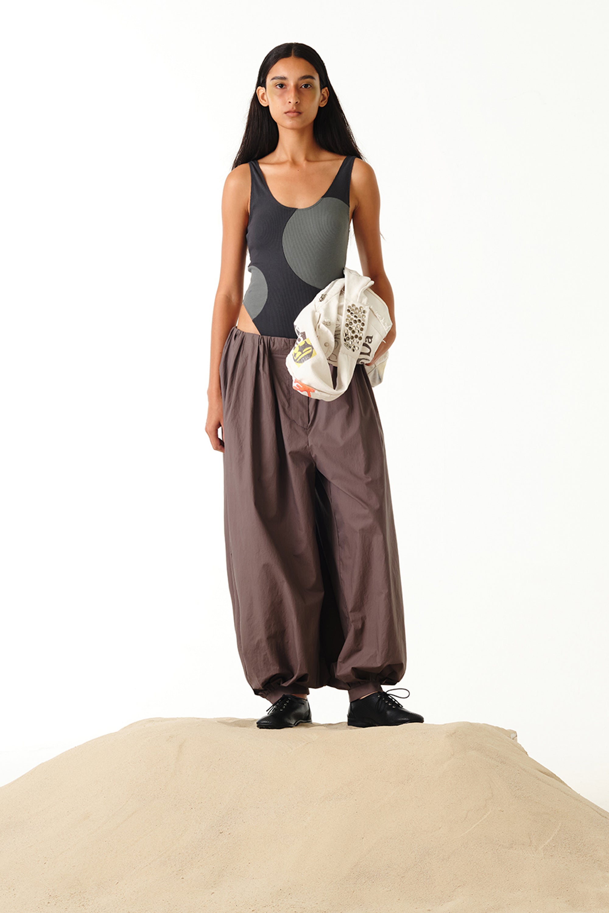 Over Gathered Pants - Grey