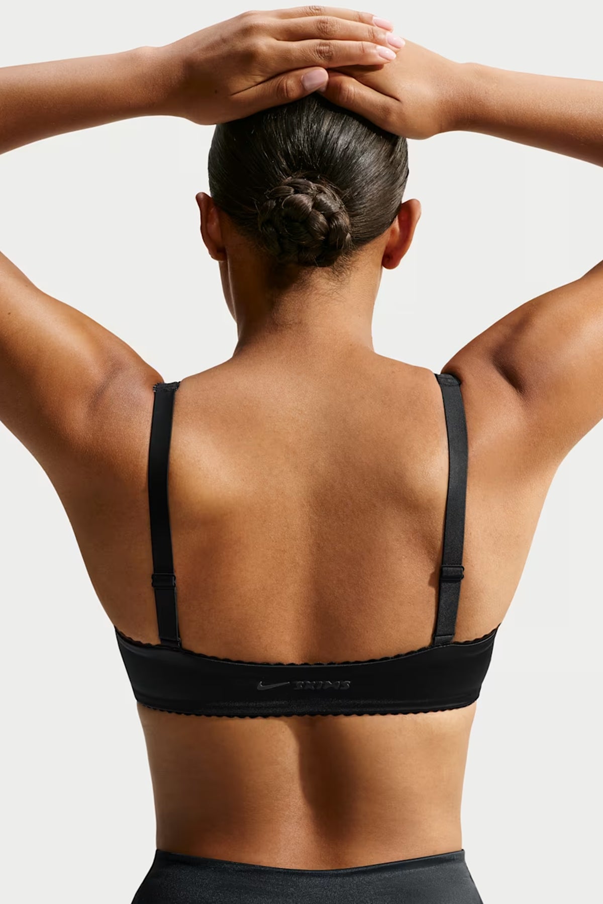 NikeSKIMS Satin Shine Padded Picot Sports Bra - Obsidian