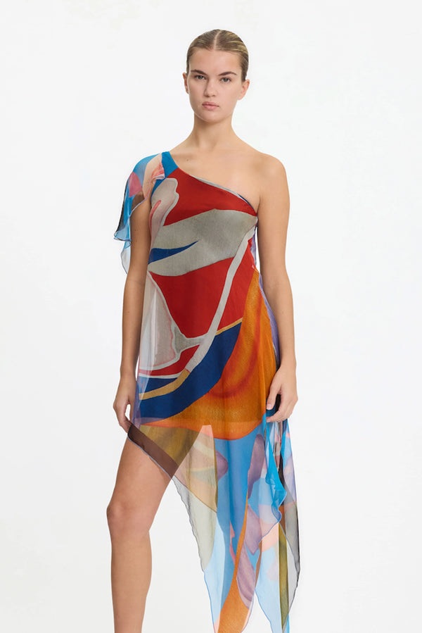 Palenque Flores Silk Chiffon Caftan - Multi