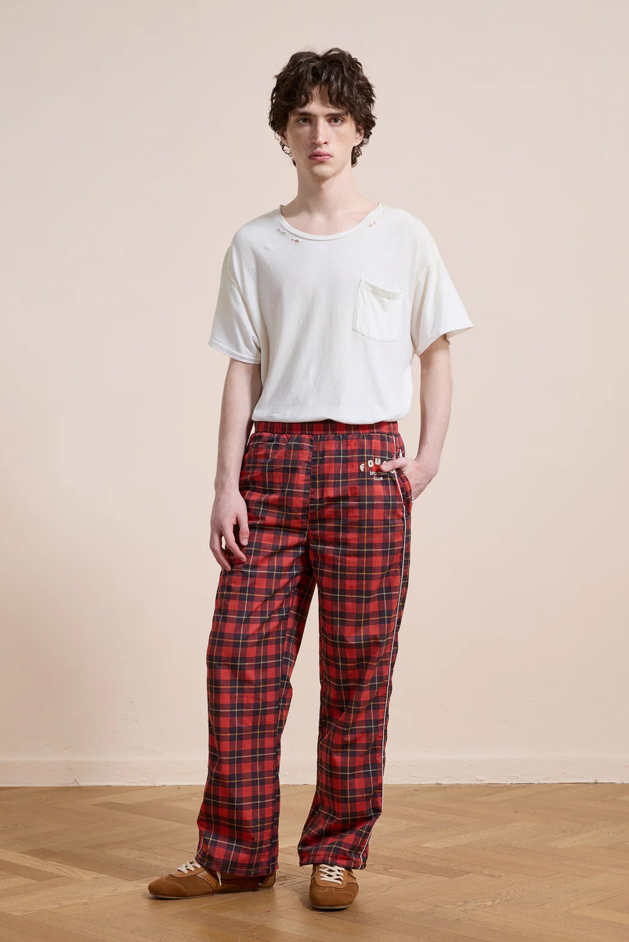 Plaid Track Trousers - Red