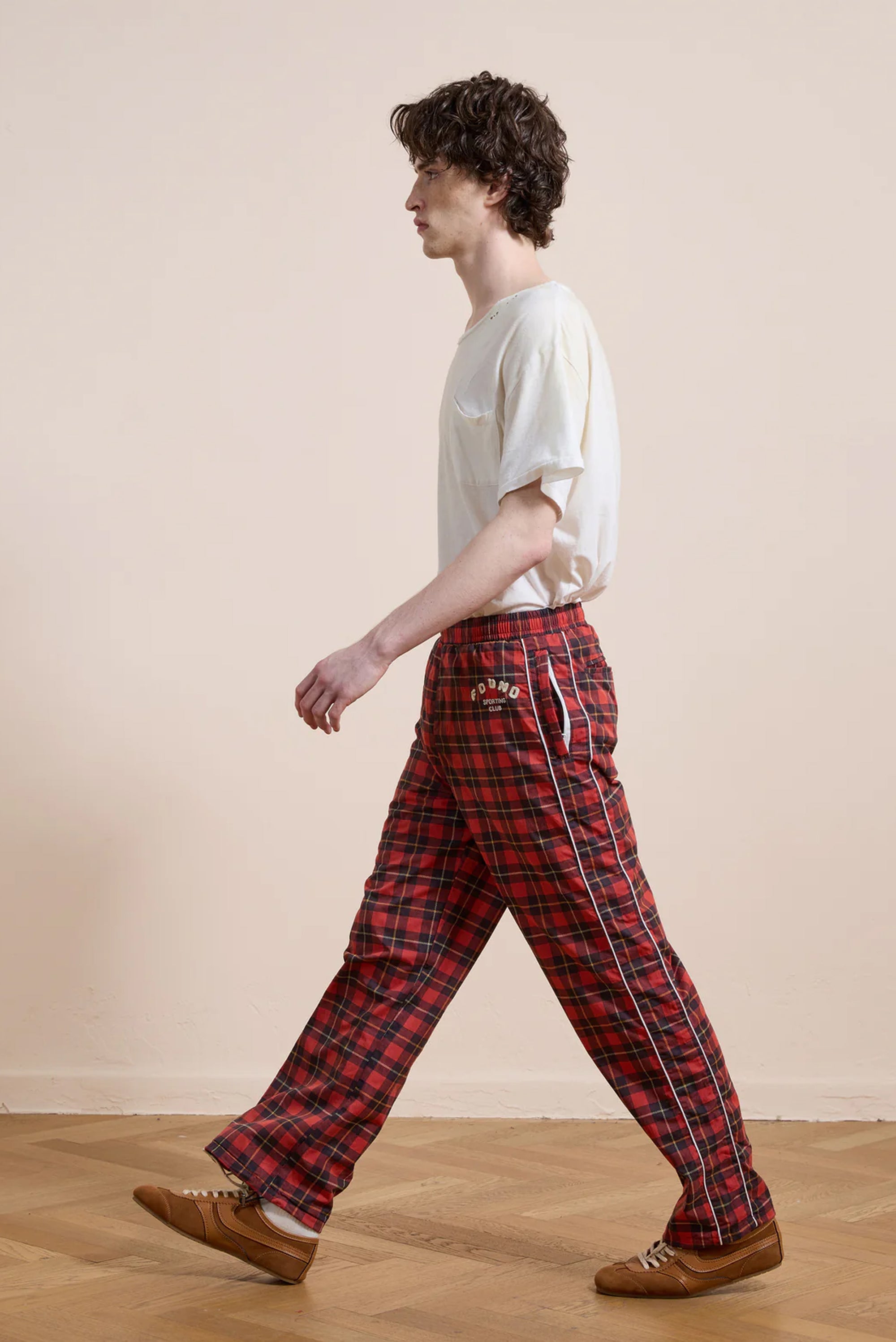 Plaid Track Trousers - Red