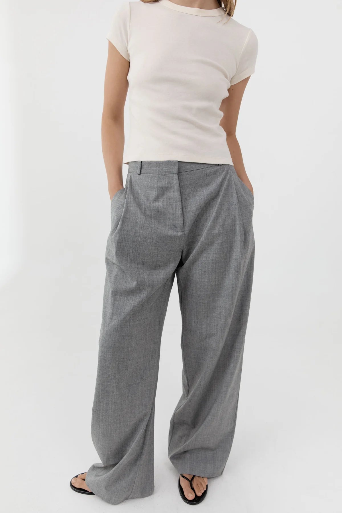 Pleat Slouch Pants - Cobblestone