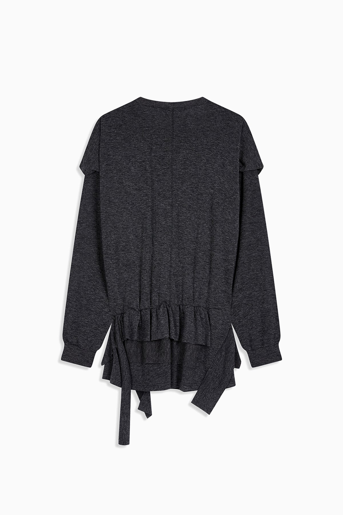 Raw Cut Ruffle Dress Top - Black