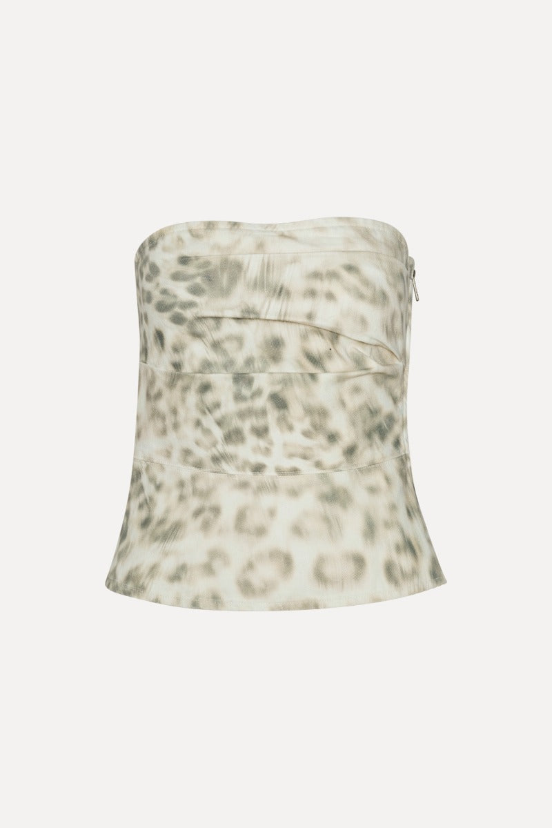 ROTATE Printed Denim Top