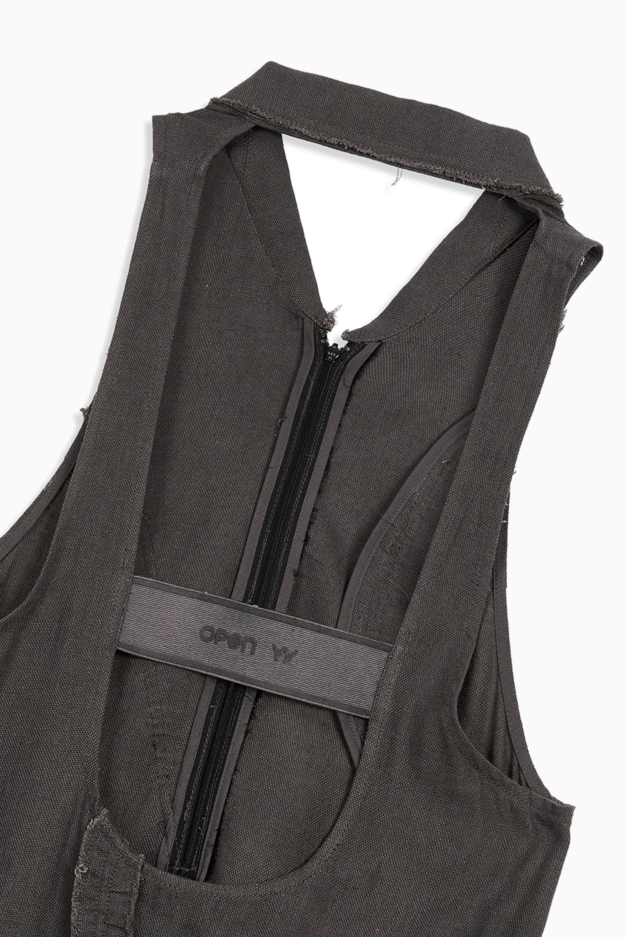 Ruffle Linen Maxi Dress - Grey