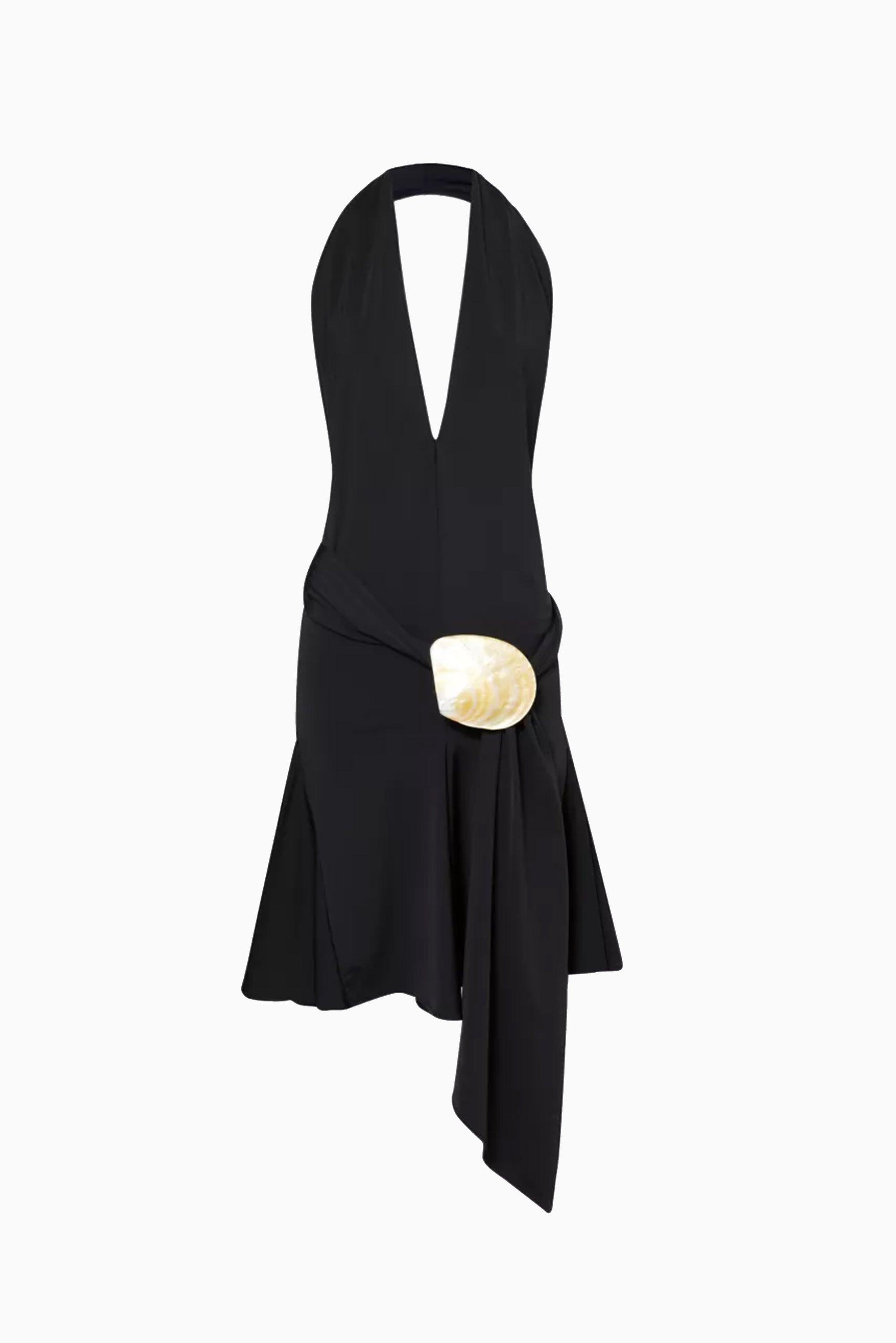Halterneck Midi Shell Dress - Black