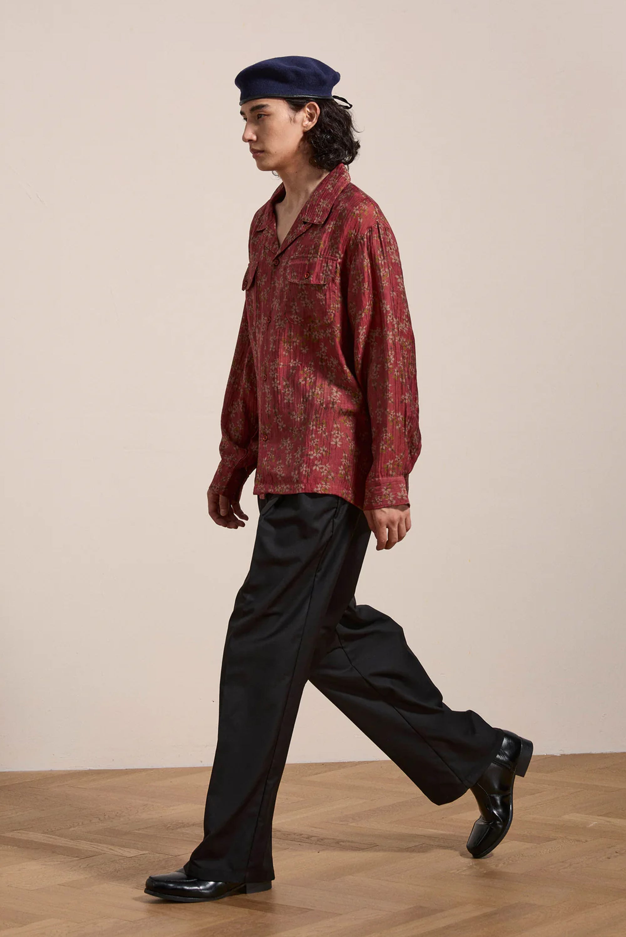 Floral Camp Shirt - Dark Red