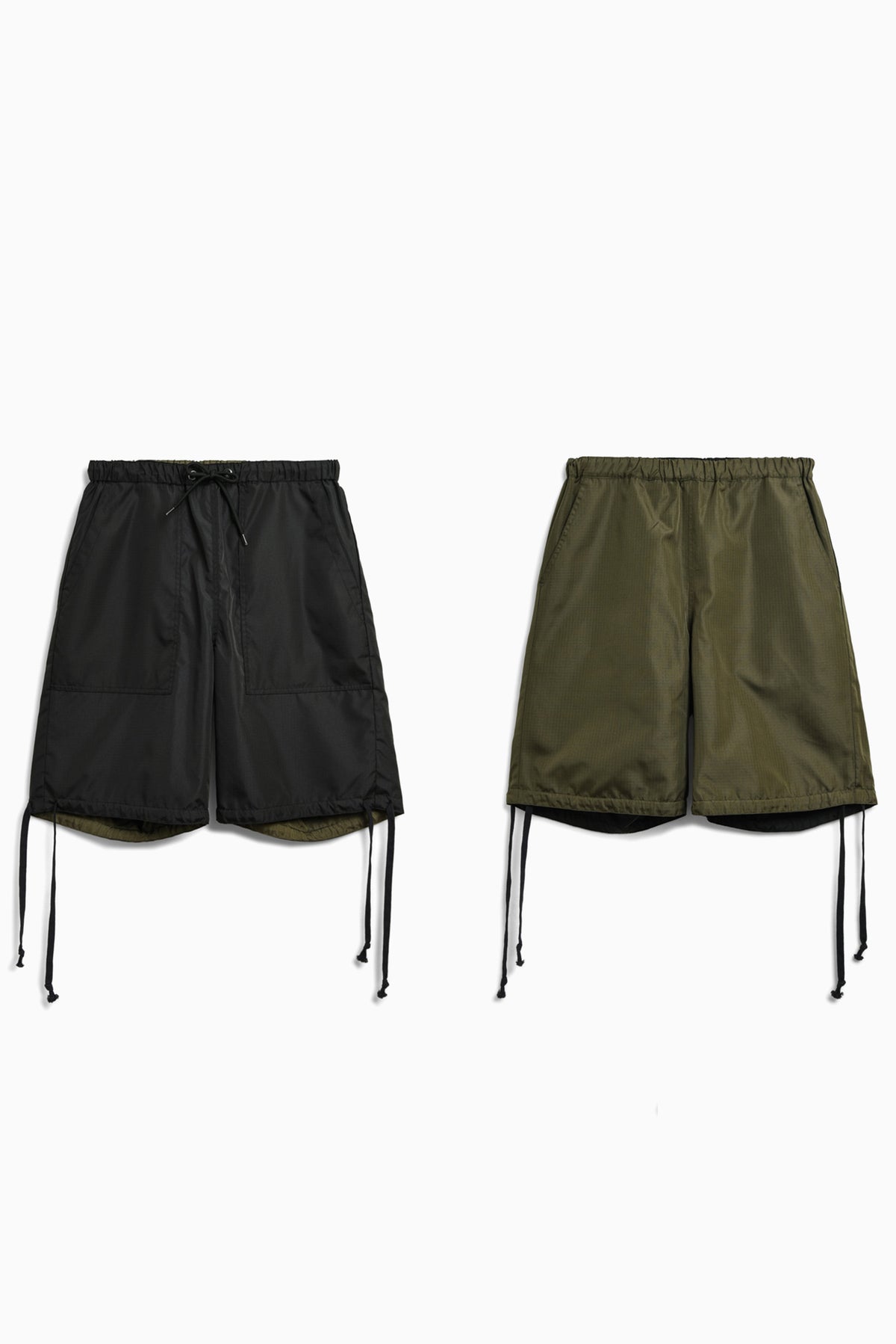 Non-Down Military Reversible Shorts - Black