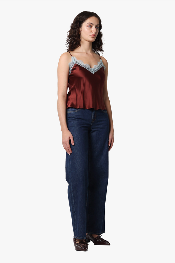 ON PARKS Lipp Silk Cami - Burgundy/Soft Blue
