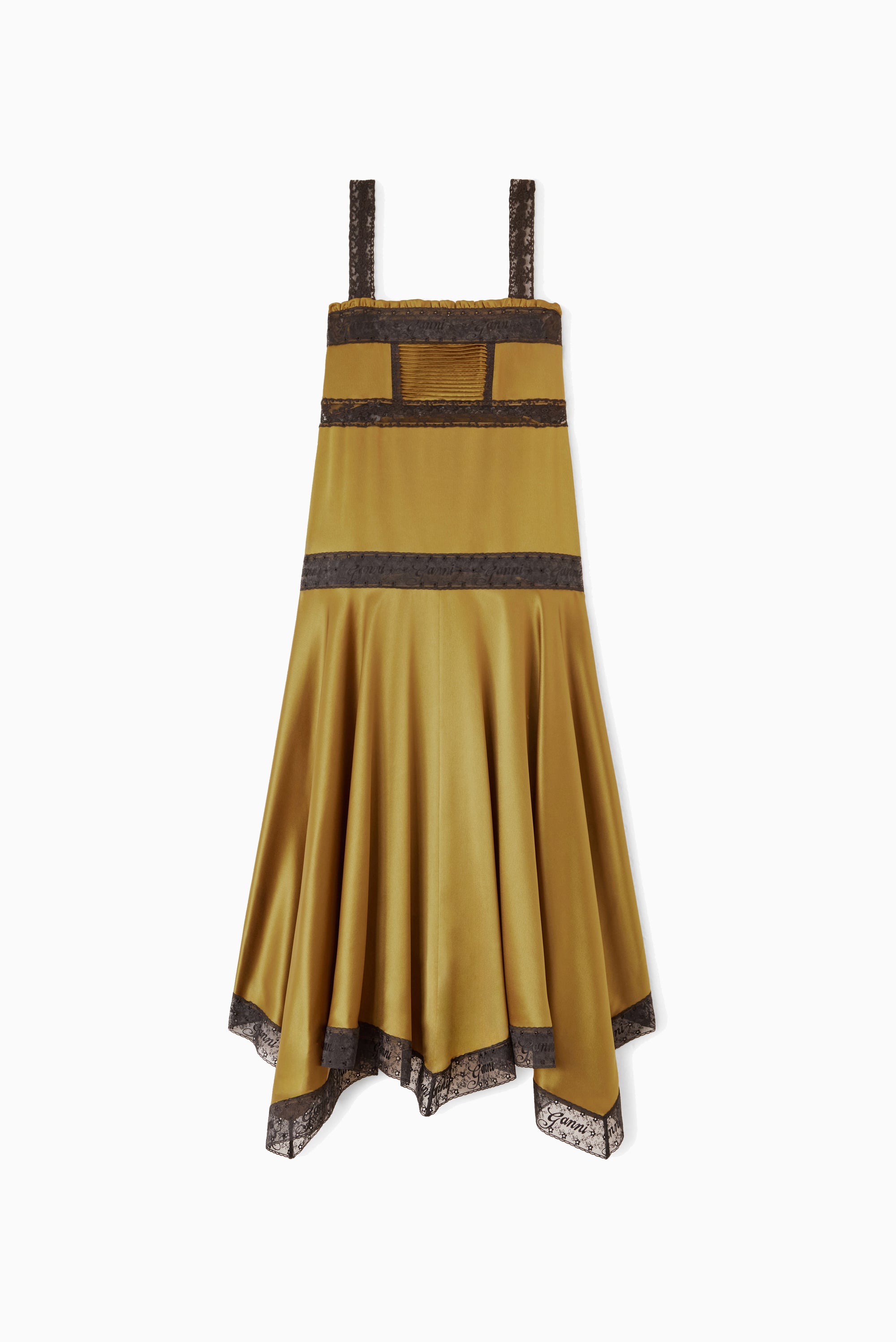 Fluid Satin Long Slip Dress - Ecru Olive