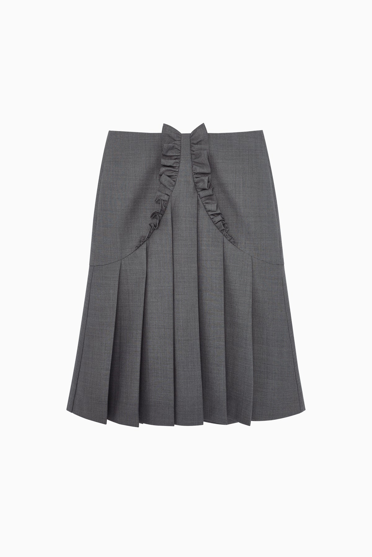 Lace Trim Pleated Skirt - Grey