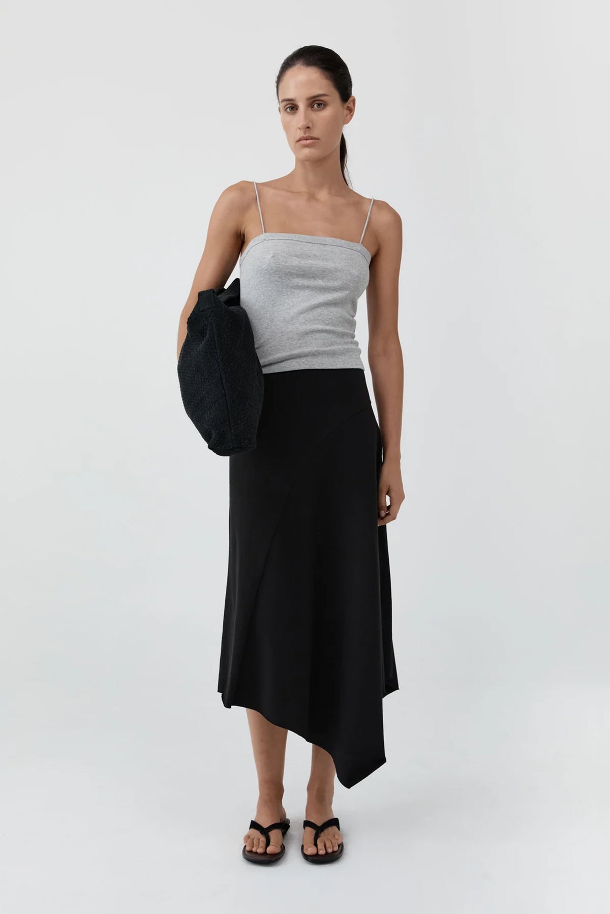 Asymm Drape Skirt - Black