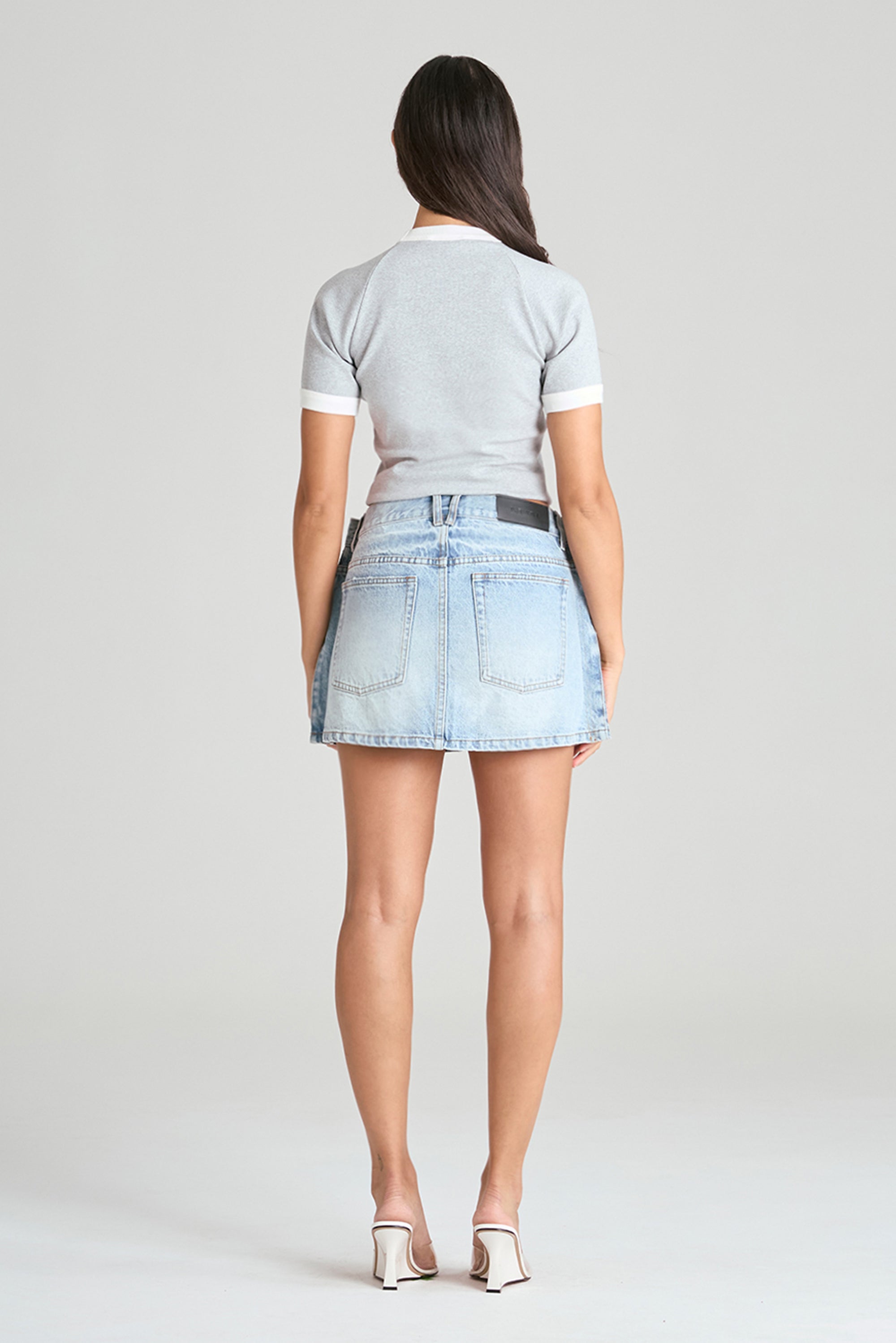 2D Denim Skirt - Ice Blue