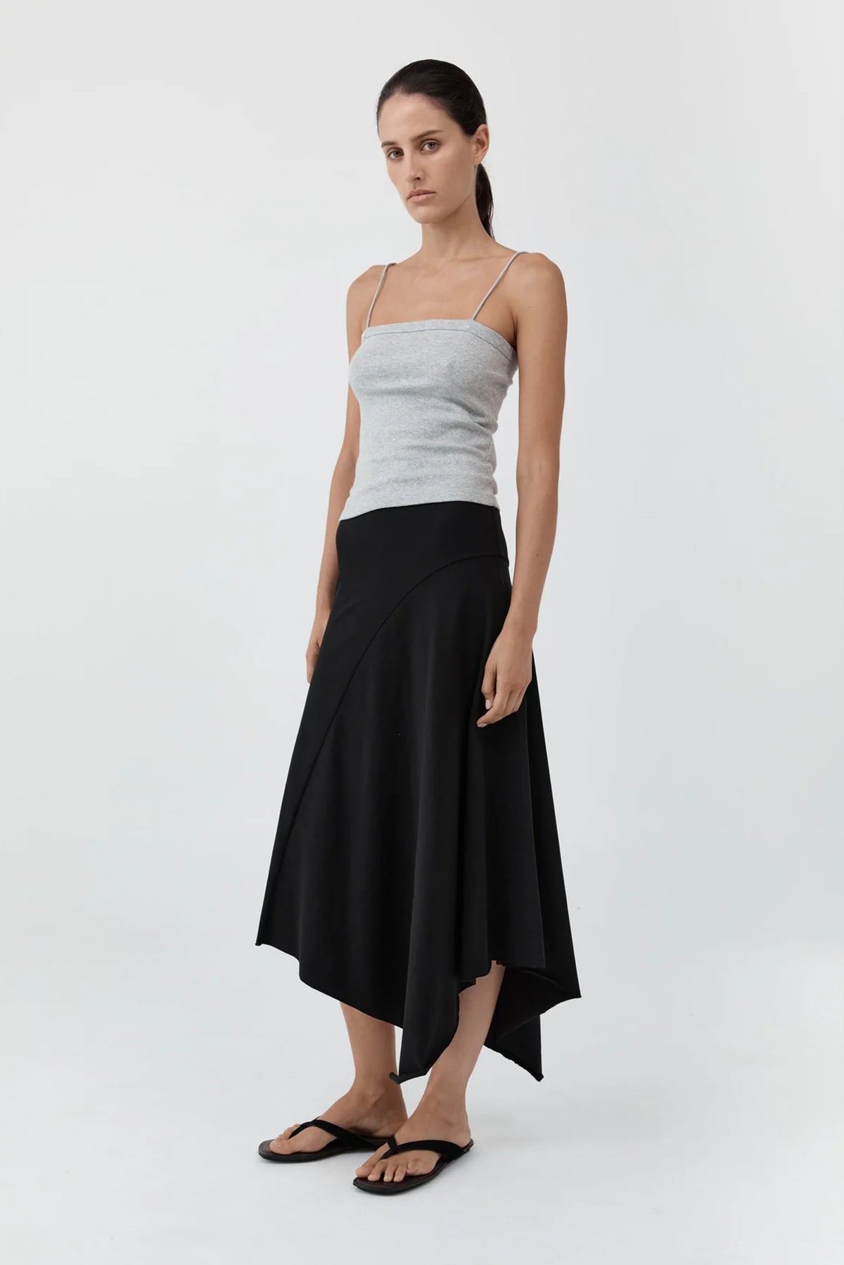 Asymm Drape Skirt - Black