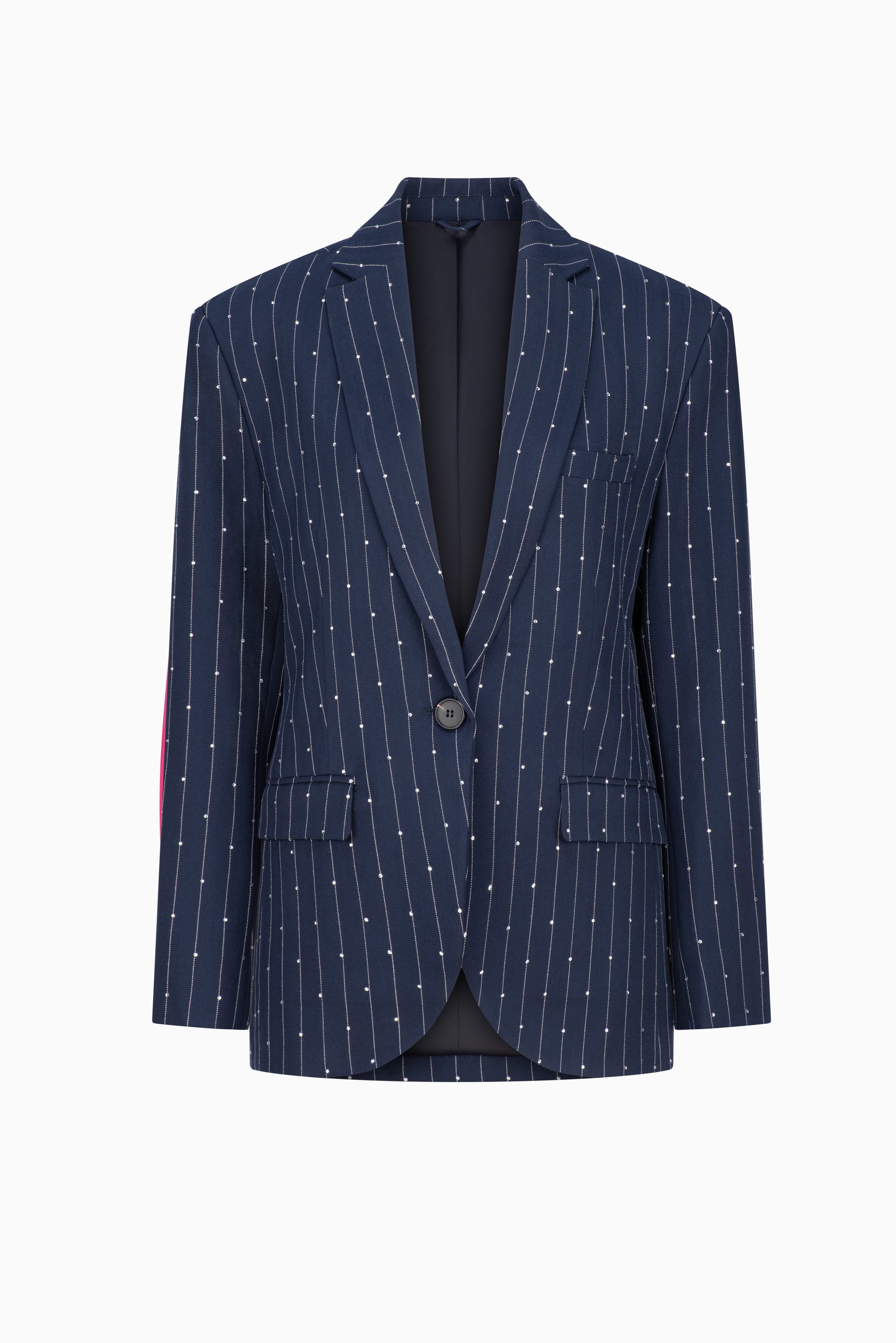Belfort Blazer - Navy Pinstripe w/ Rhinestone