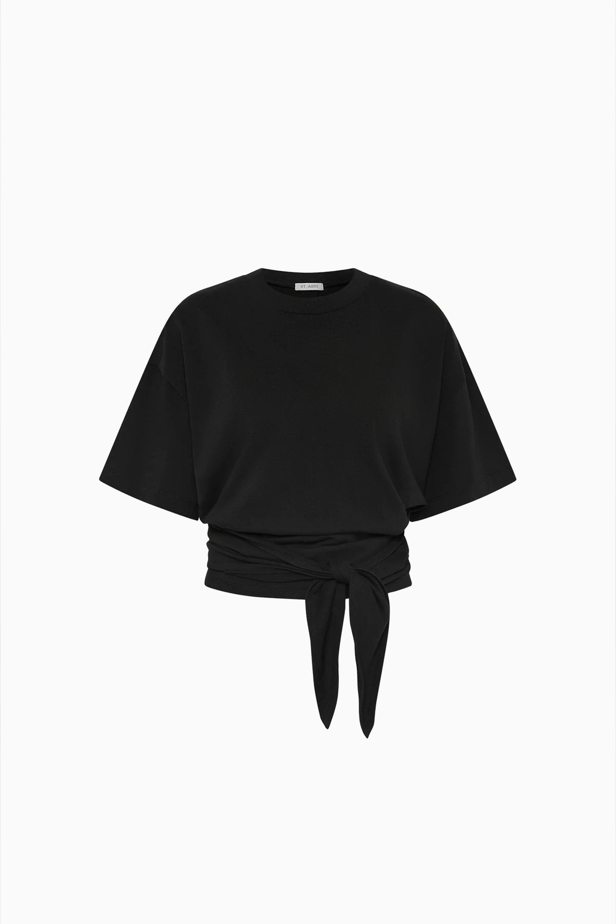 Cotton Jersey Split Back Tee - Black
