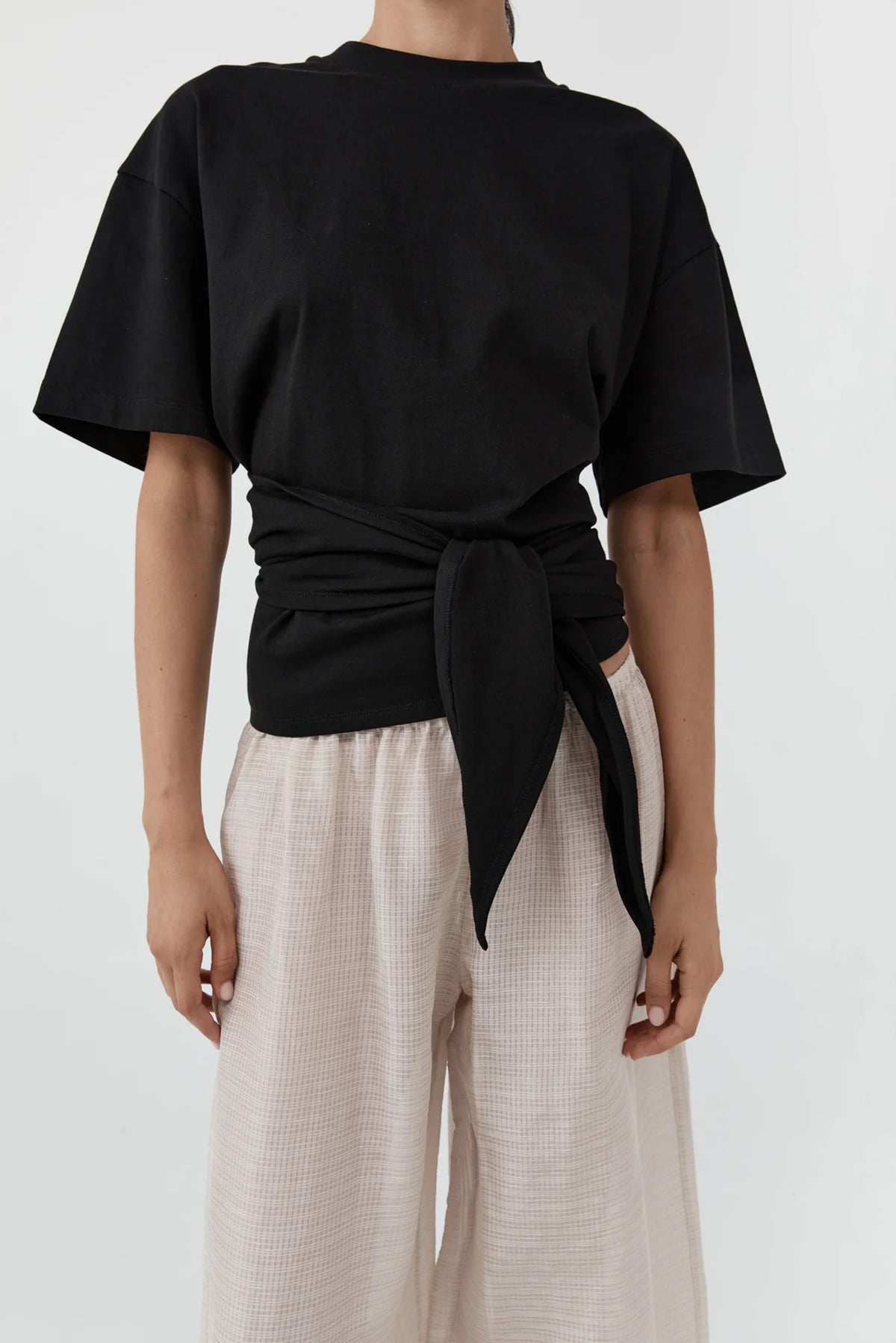 Cotton Jersey Split Back Tee - Black