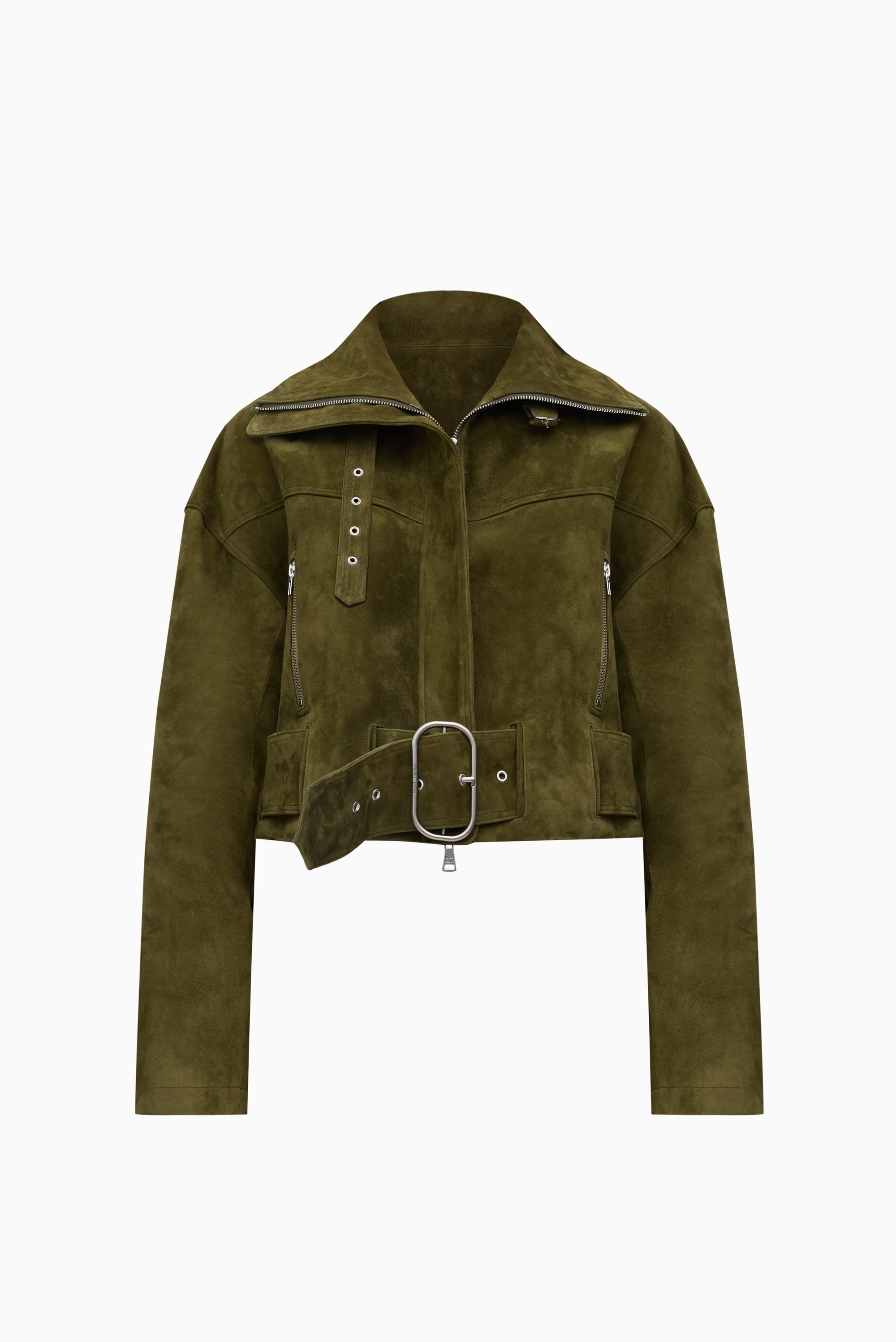 Bonnie Suede Bomber Jacket - Dark Sage