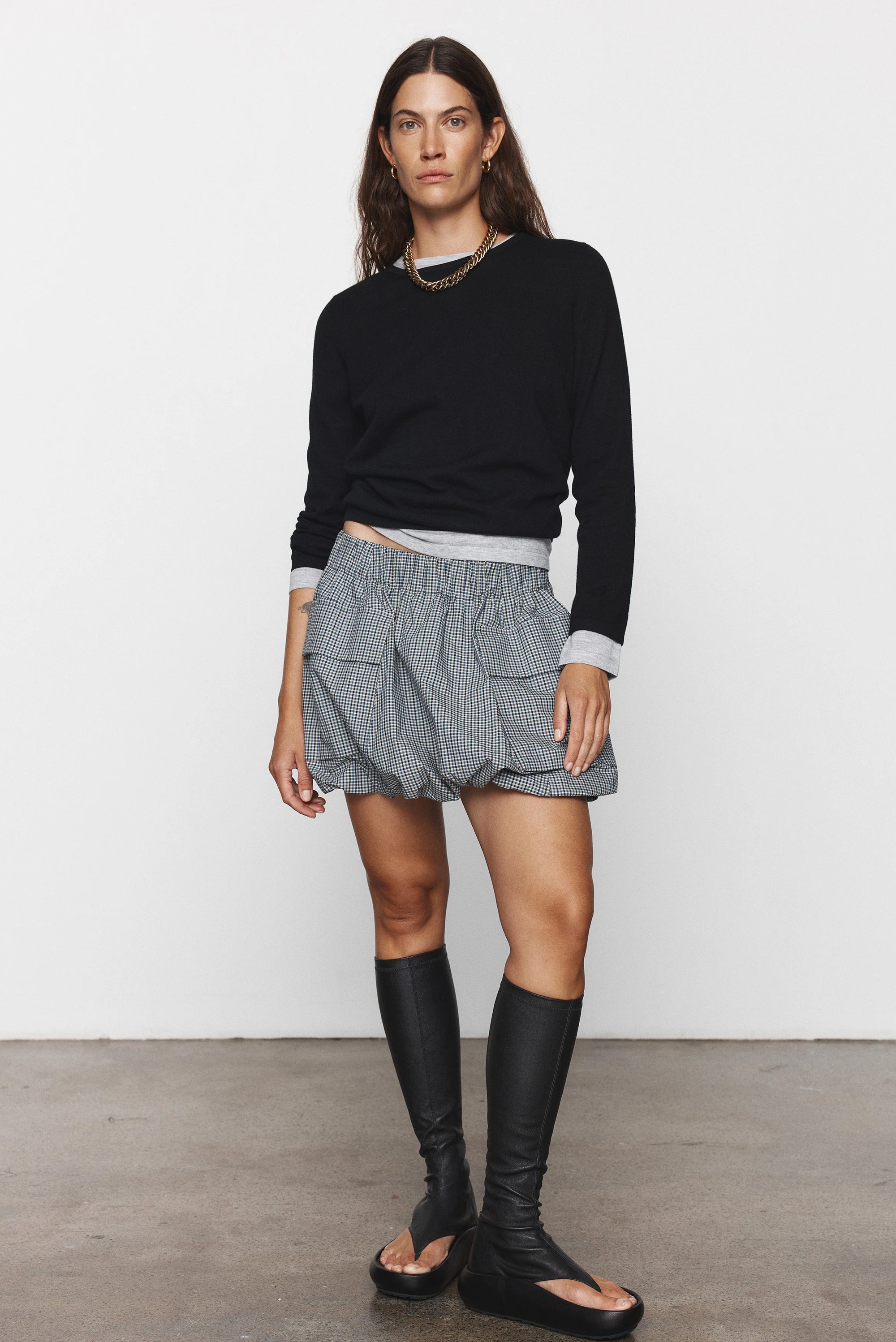 Amber Layered Sweater - Black/Grey