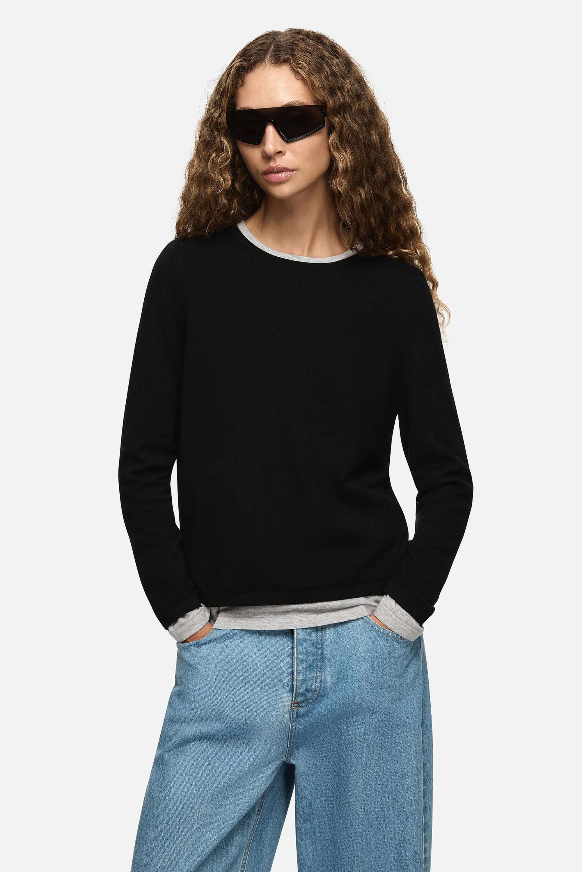 Amber Layered Sweater - Black/Grey