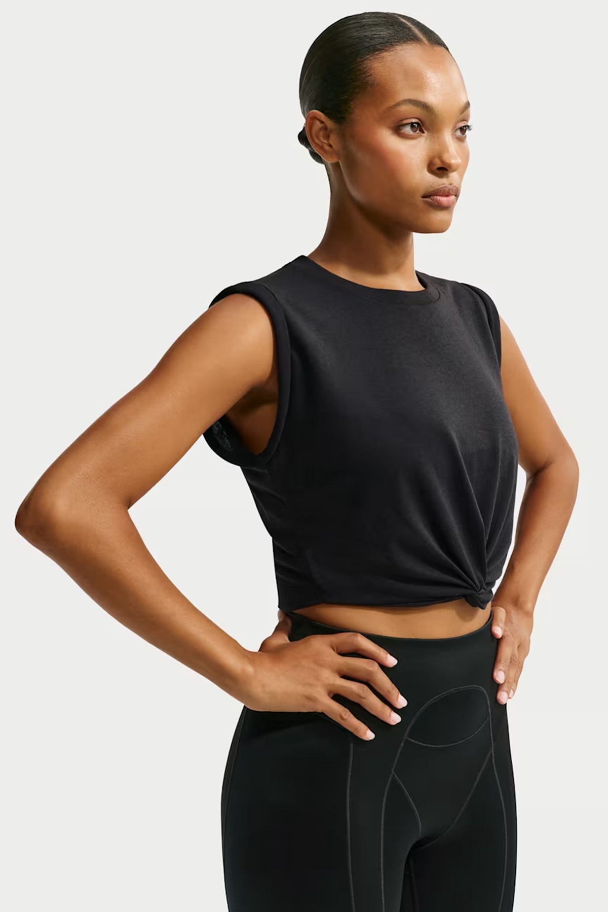 NikeSKIMS Performance Cotton Blend Cropped Twist Tank Top - Obsidian