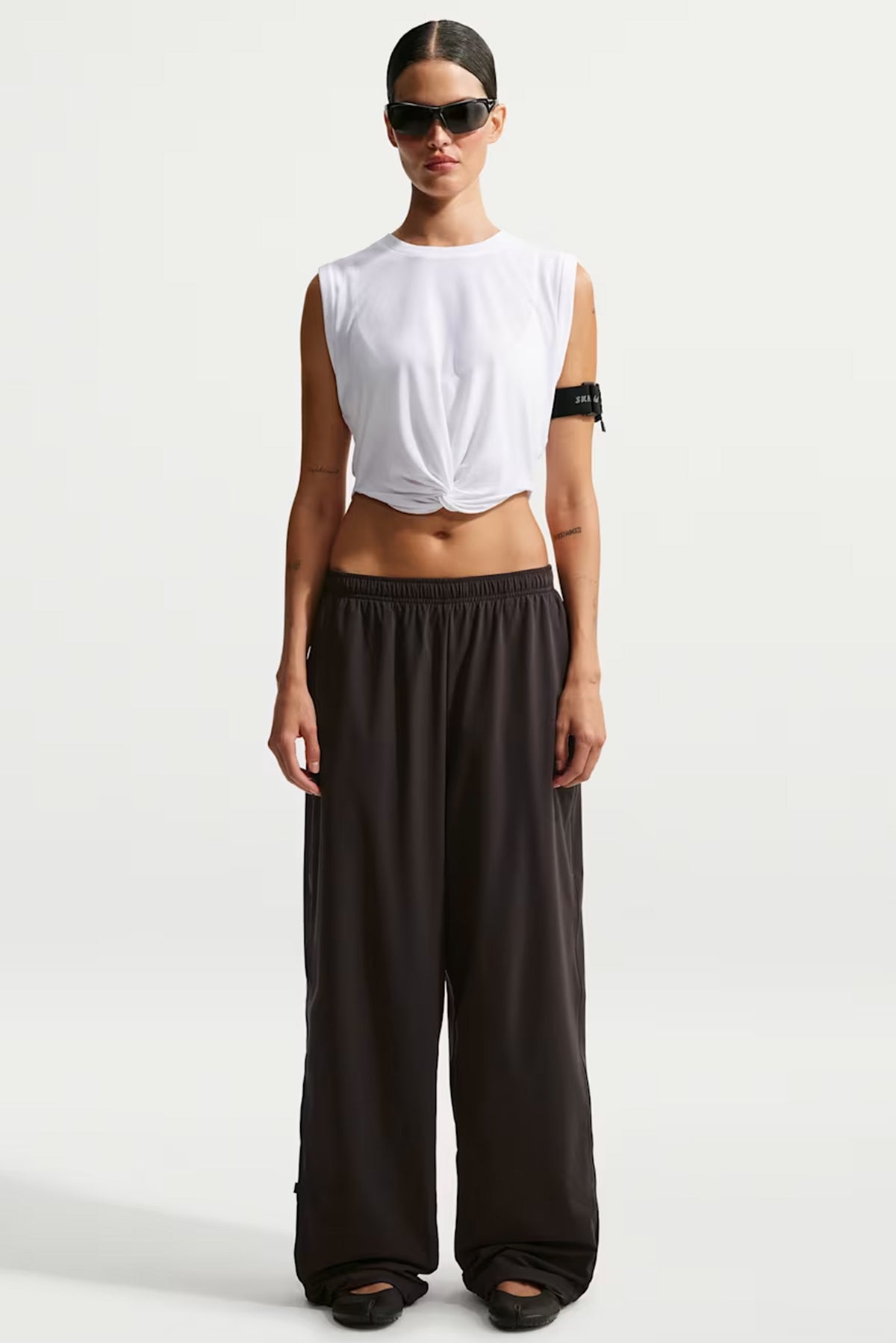 NikeSKIMS Performance Cotton Blend Cropped Twist Tank Top - Snow