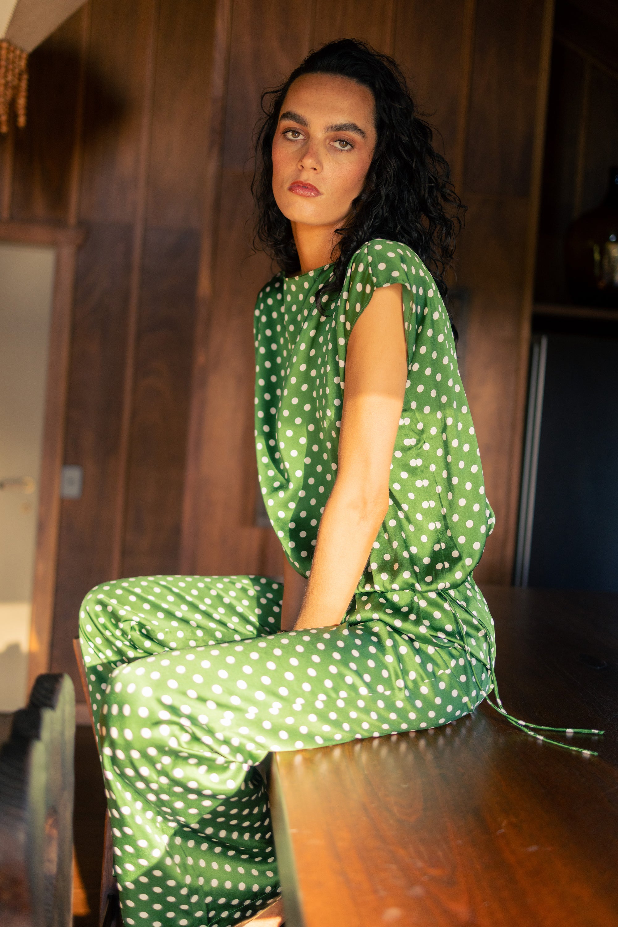 Verano Top - Jade and White