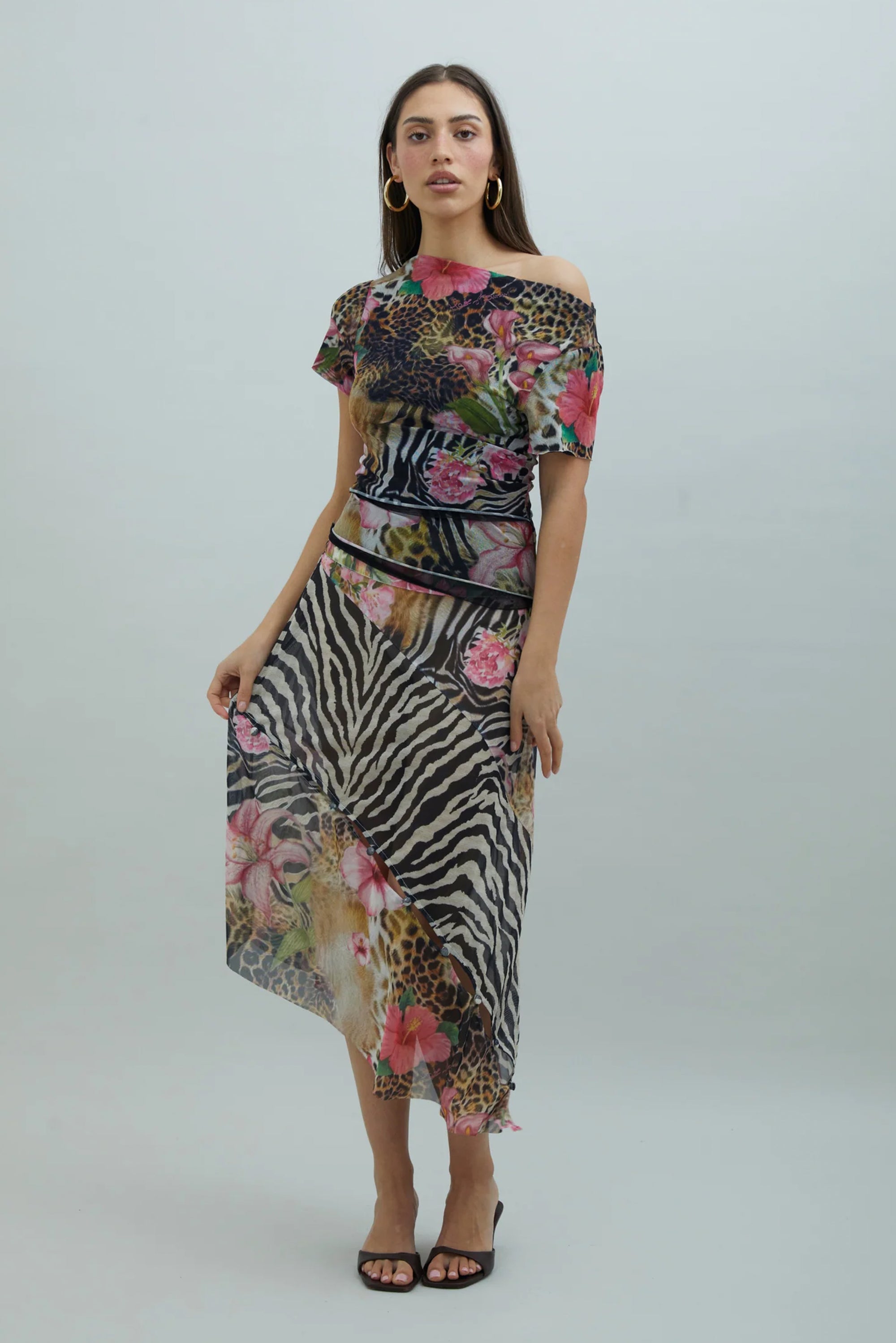 Tropical Mesh Skirt - Multi